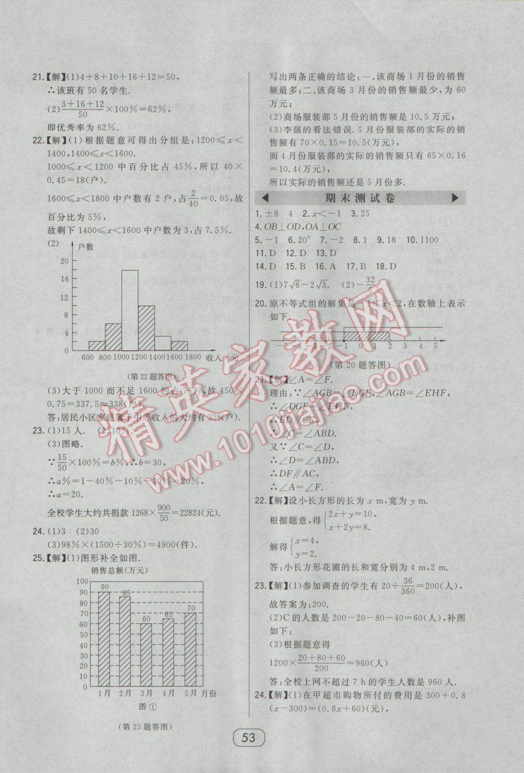 2017年北大绿卡课时同步讲练七年级数学下册人教版 参考答案第27页