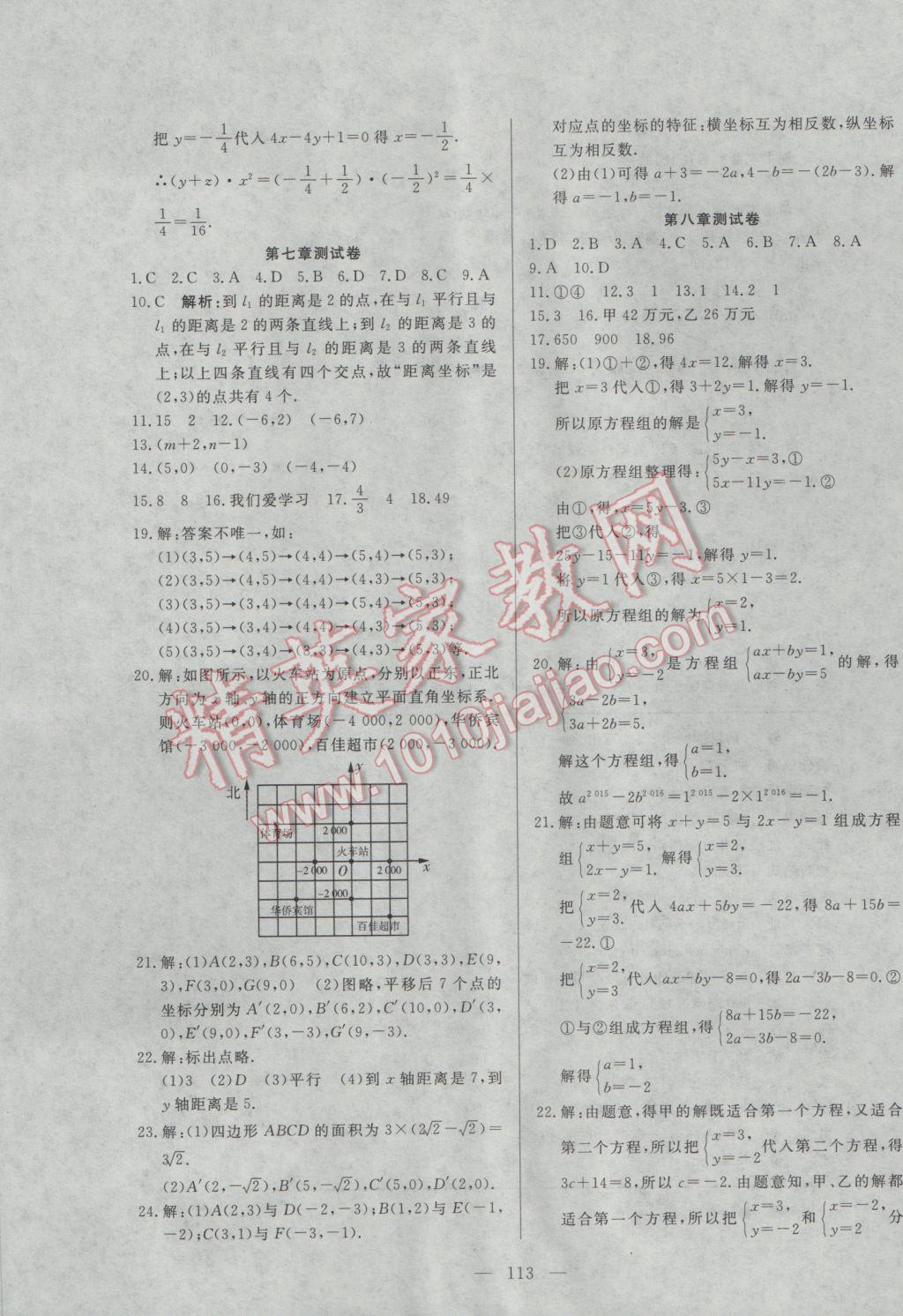 2017年自主訓(xùn)練七年級(jí)數(shù)學(xué)下冊(cè)人教版 參考答案第21頁(yè)