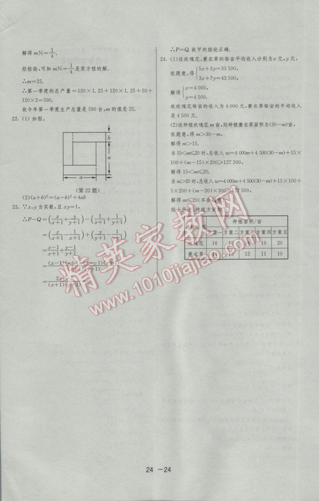 2017年1課3練單元達(dá)標(biāo)測試七年級數(shù)學(xué)下冊滬科版 參考答案第24頁