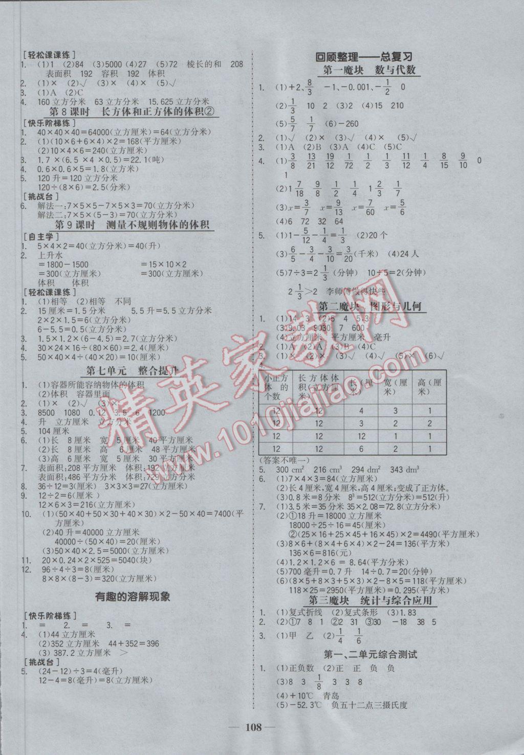 2017年世紀(jì)金榜金榜小博士五年級(jí)數(shù)學(xué)下冊(cè)青島版 參考答案第6頁