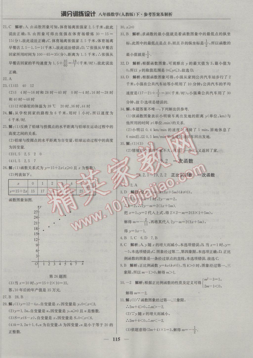 2017年滿分訓(xùn)練設(shè)計八年級數(shù)學(xué)下冊人教版 參考答案第20頁