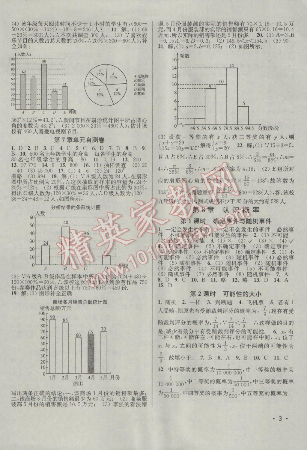 2017年百分百訓(xùn)練八年級(jí)數(shù)學(xué)下冊(cè)江蘇版 參考答案第3頁(yè)