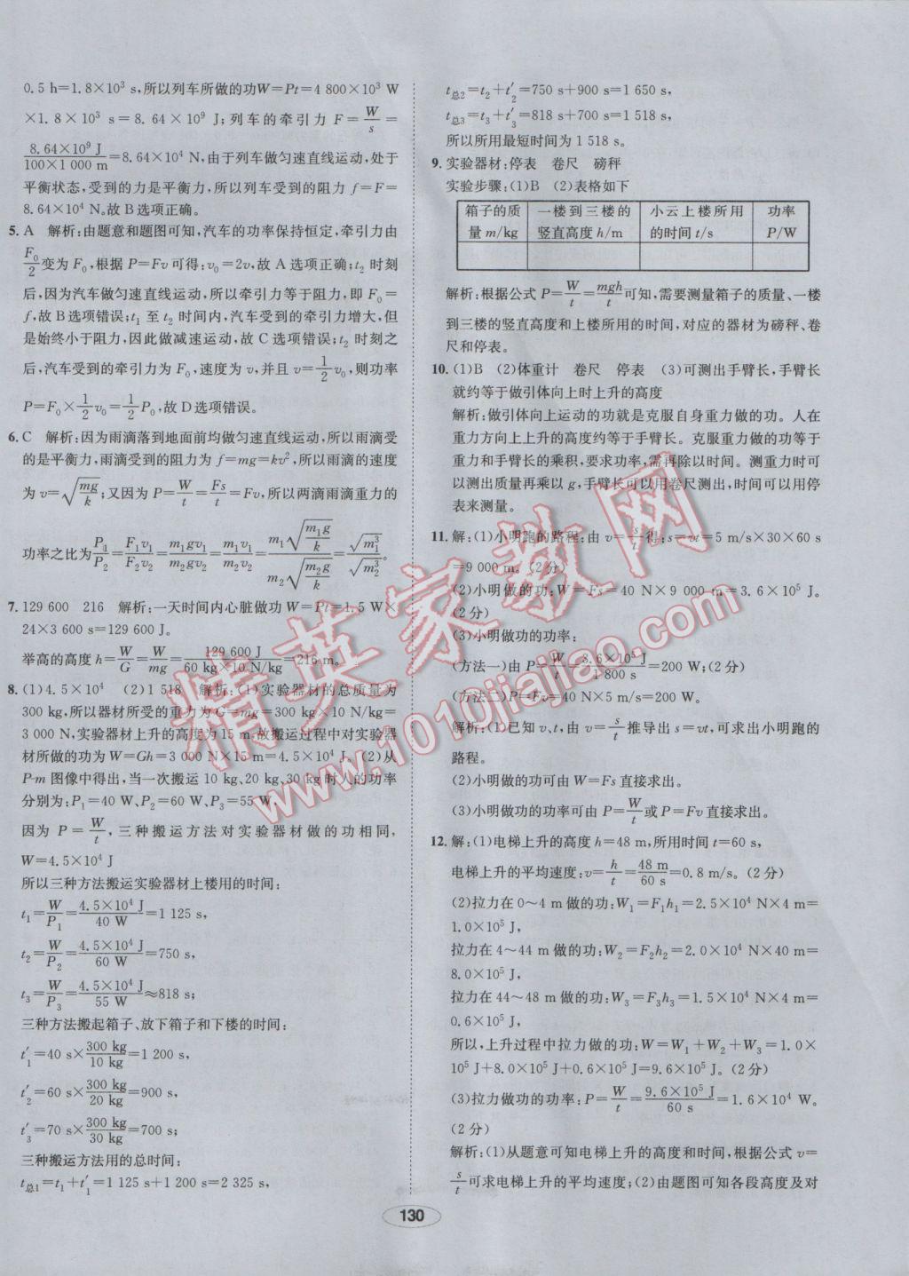 2017年中學教材全練八年級物理下冊人教版 參考答案第30頁