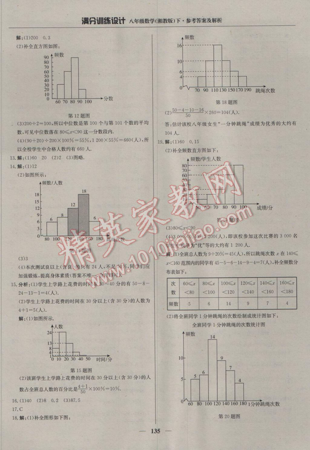 2017年滿分訓(xùn)練設(shè)計(jì)八年級數(shù)學(xué)下冊湘教版 參考答案第32頁