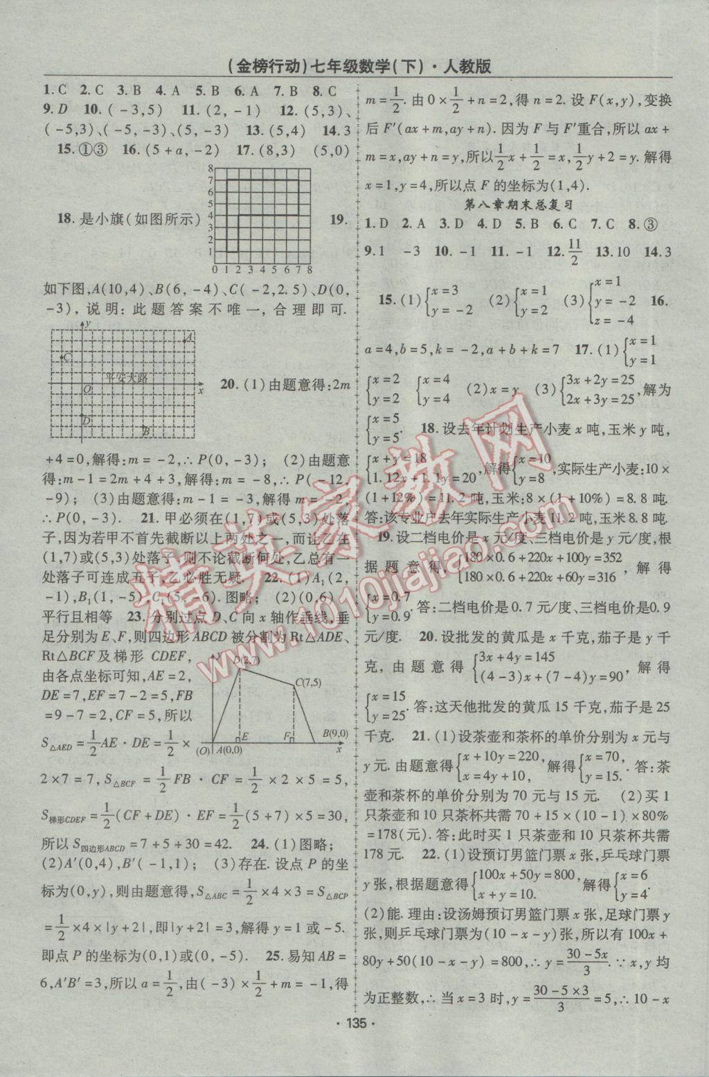 2017年金榜行動課時導(dǎo)學(xué)案七年級數(shù)學(xué)下冊人教版 參考答案第11頁