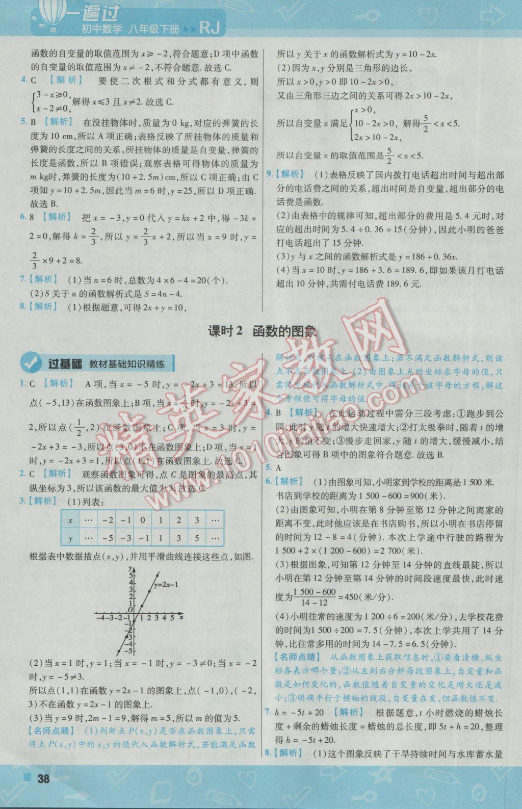 2017年一遍过初中数学八年级下册人教版 参考答案第38页