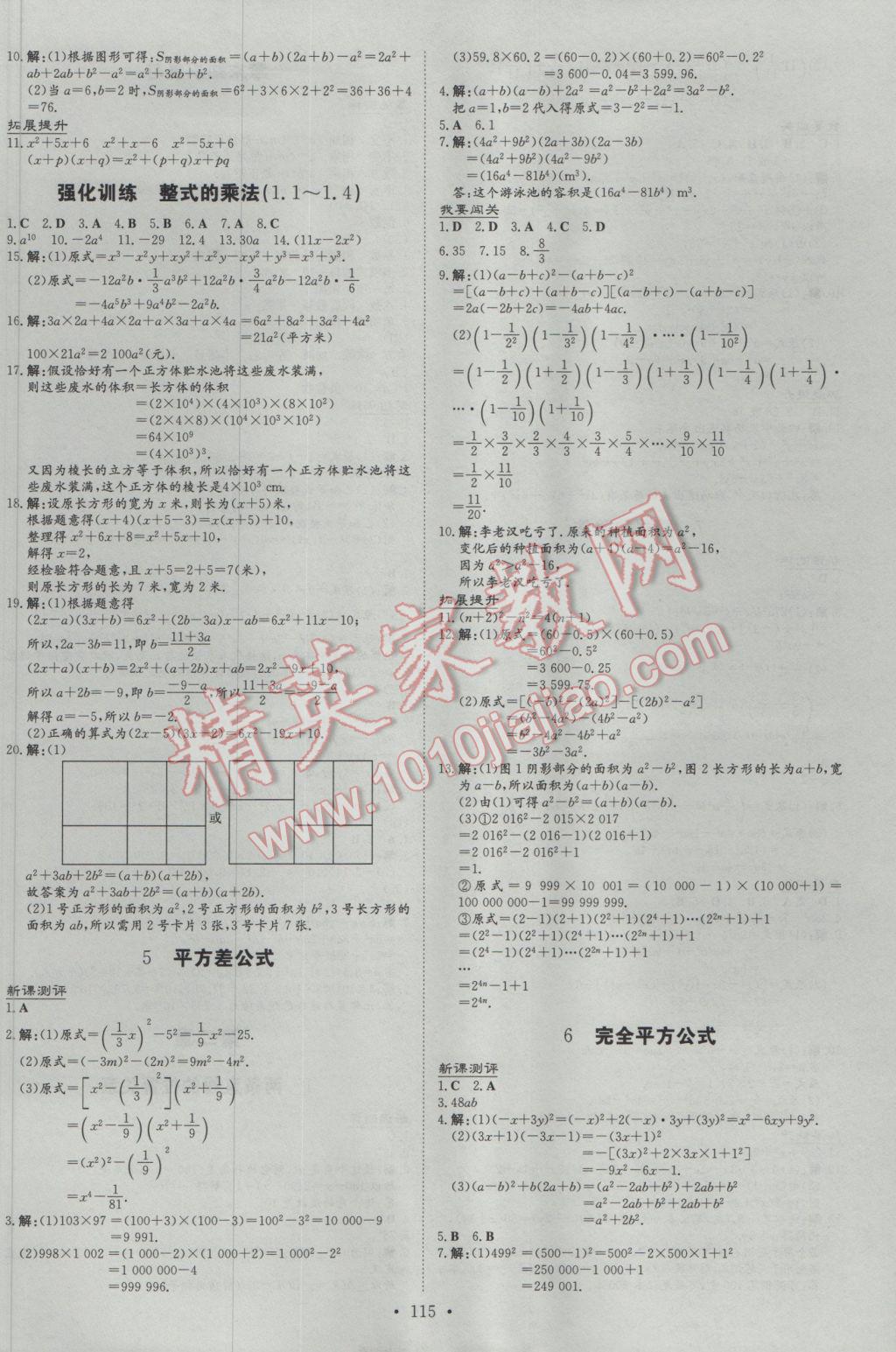 2017年練案課時作業(yè)本七年級數(shù)學(xué)下冊北師大版 參考答案第3頁