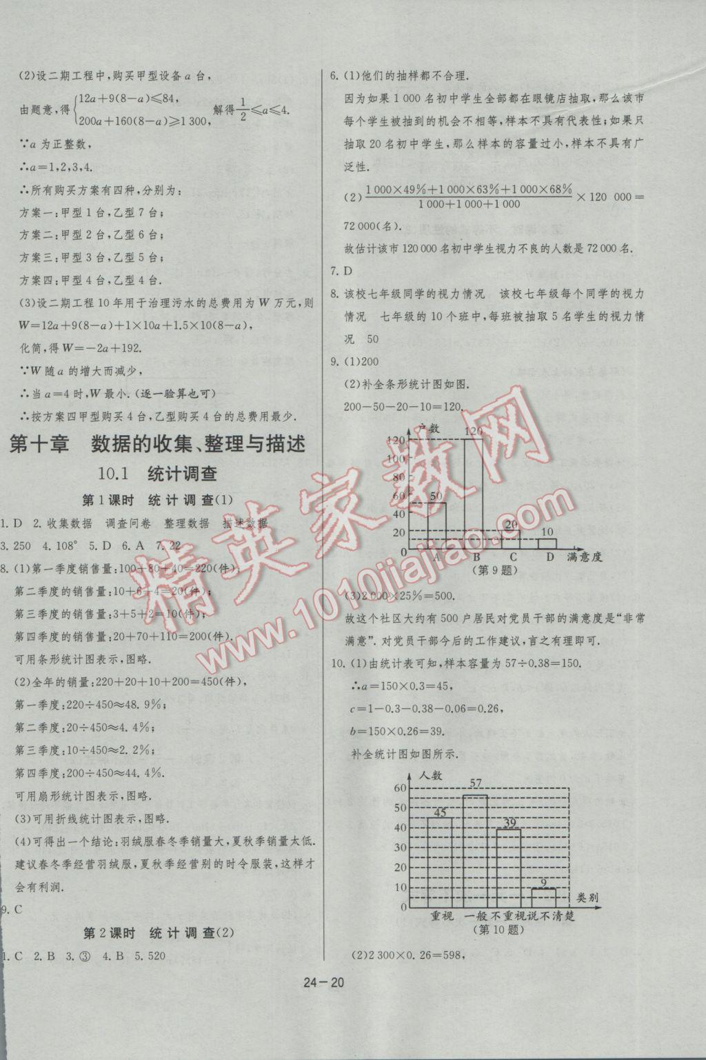 2017年課時(shí)訓(xùn)練七年級(jí)數(shù)學(xué)下冊(cè)人教版 參考答案第20頁(yè)