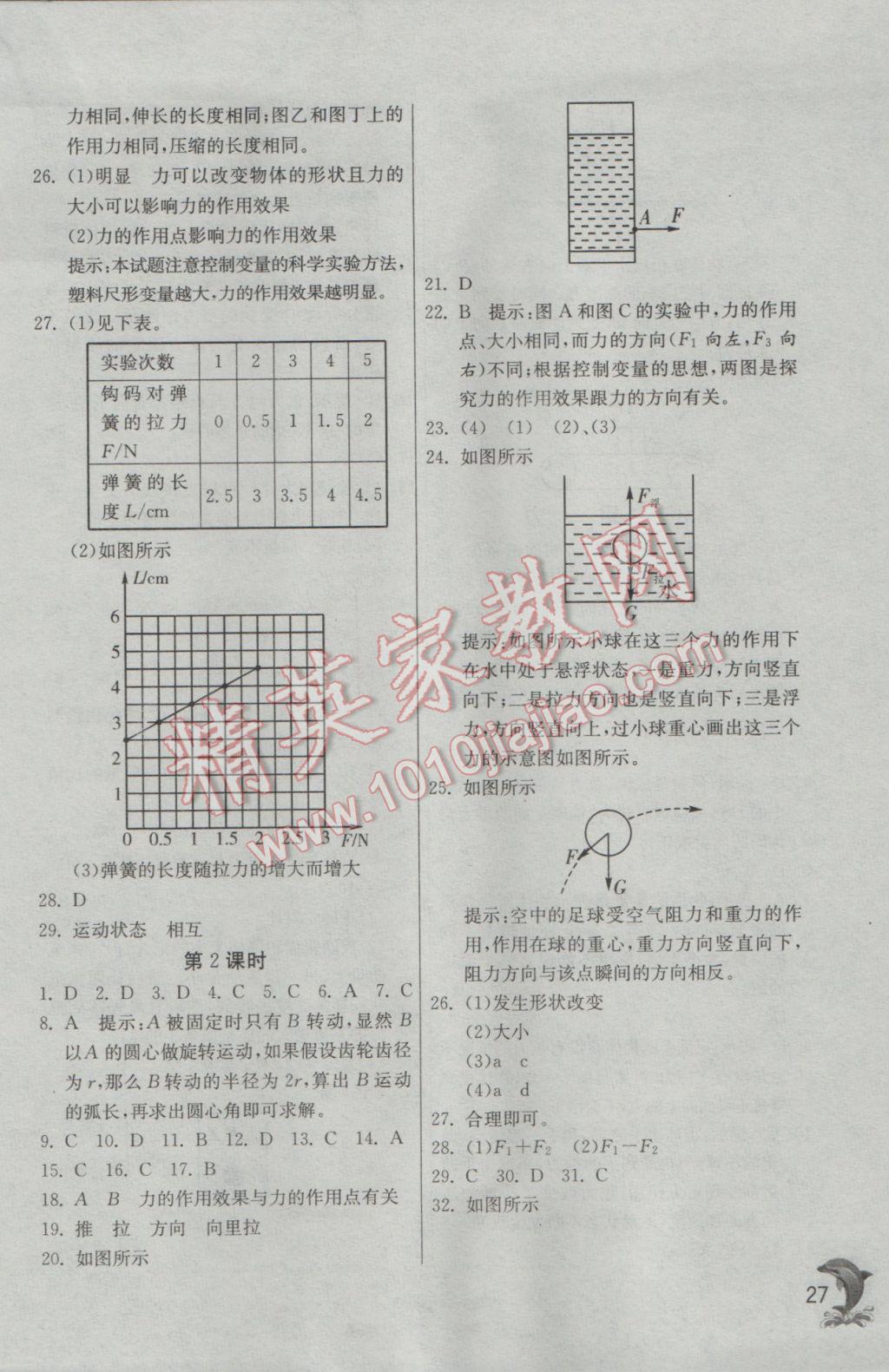 2017年實(shí)驗(yàn)班提優(yōu)訓(xùn)練七年級科學(xué)下冊浙教版 參考答案第27頁