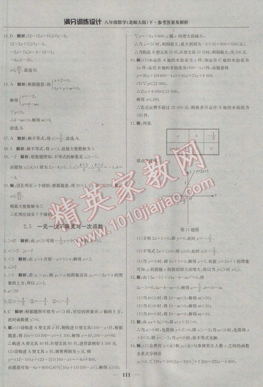 2017年滿分訓(xùn)練設(shè)計(jì)八年級(jí)數(shù)學(xué)下冊(cè)北師大版 參考答案第16頁(yè)