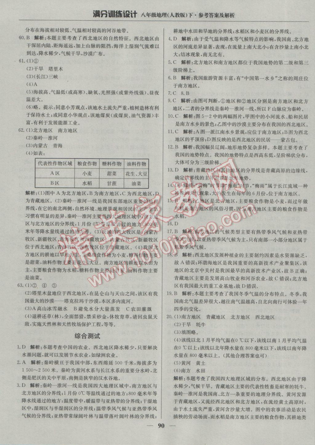 2017年滿分訓(xùn)練設(shè)計(jì)八年級(jí)地理下冊(cè)人教版 參考答案第3頁(yè)