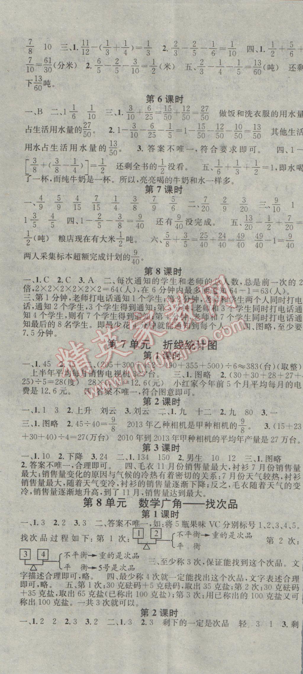 2017年助教型教輔名校課堂五年級(jí)數(shù)學(xué)下冊(cè)人教版 參考答案第8頁(yè)