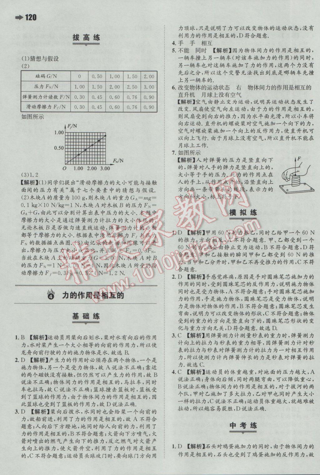 2017年一本初中物理八年級(jí)下冊(cè)蘇科版 參考答案第14頁(yè)