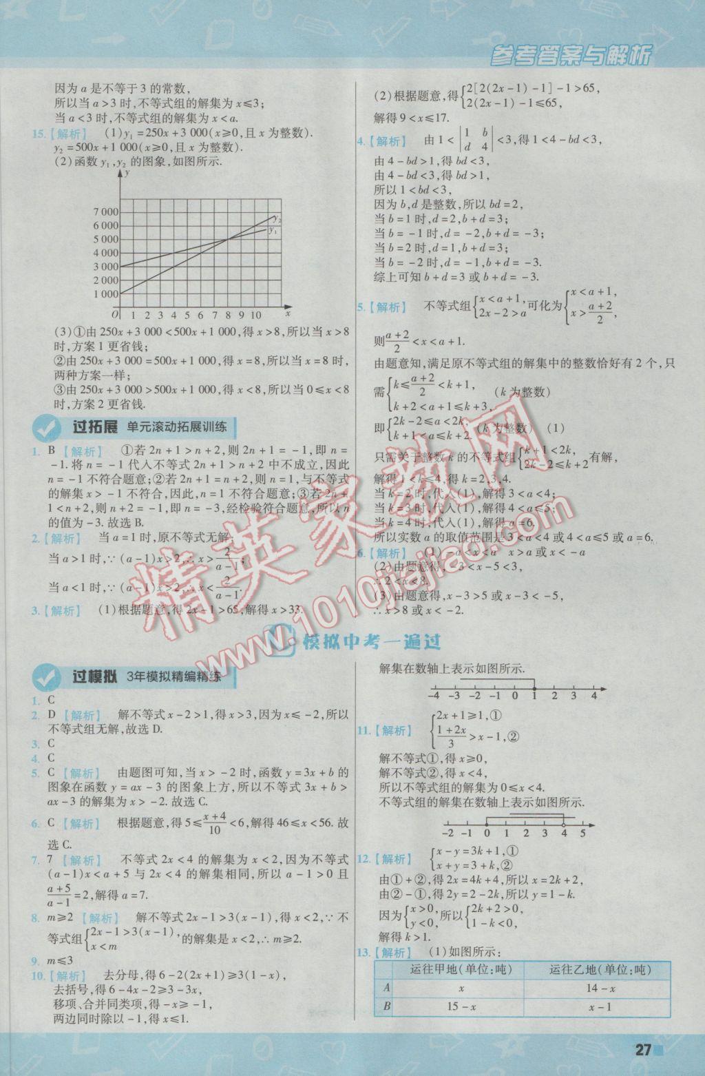 2017年一遍過初中數(shù)學八年級下冊北師大版 參考答案第27頁