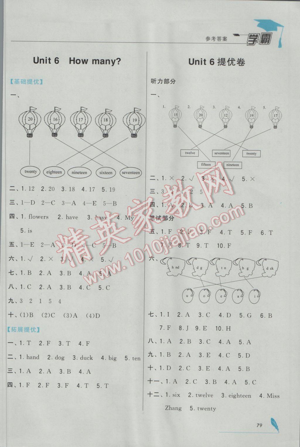 2017年經綸學典學霸三年級英語下冊人教版 參考答案第9頁