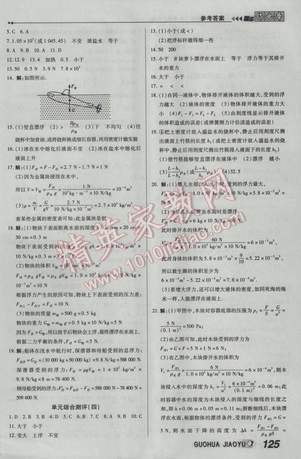 2017年國華作業(yè)本八年級物理下冊人教版 參考答案第9頁