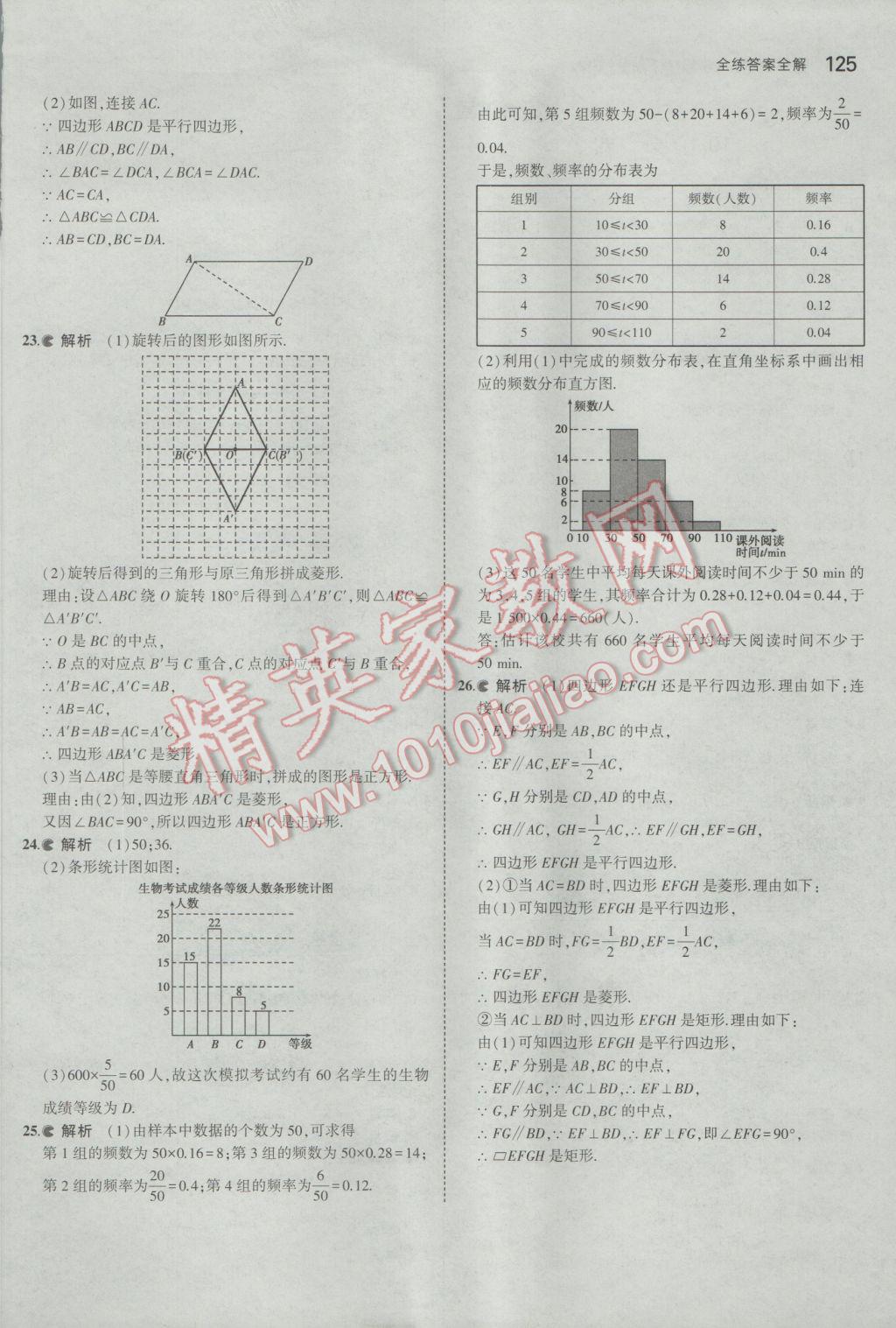 2017年5年中考3年模拟初中数学八年级下册苏科版 参考答案第25页