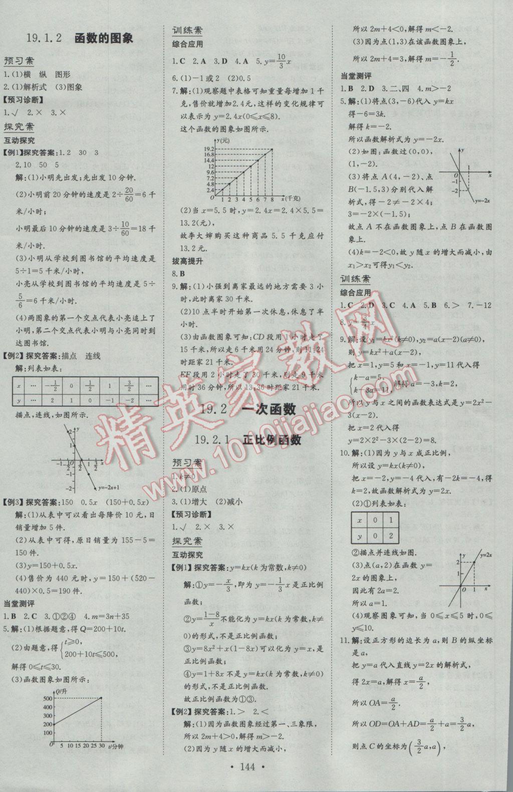 2017年初中同步学习导与练导学探究案八年级数学下册 参考答案第16页