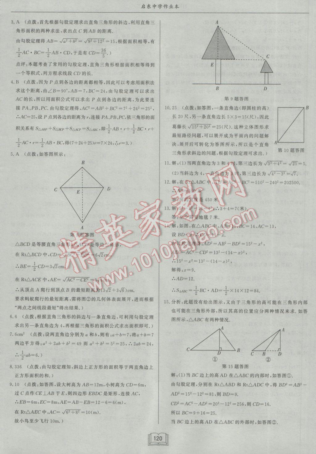 2017年啟東中學(xué)作業(yè)本八年級數(shù)學(xué)下冊滬科版 參考答案第12頁