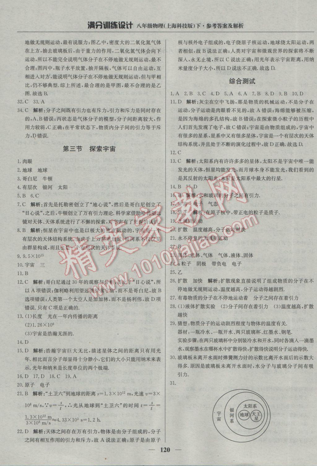 2017年滿分訓(xùn)練設(shè)計(jì)八年級物理下冊滬科版 參考答案第25頁