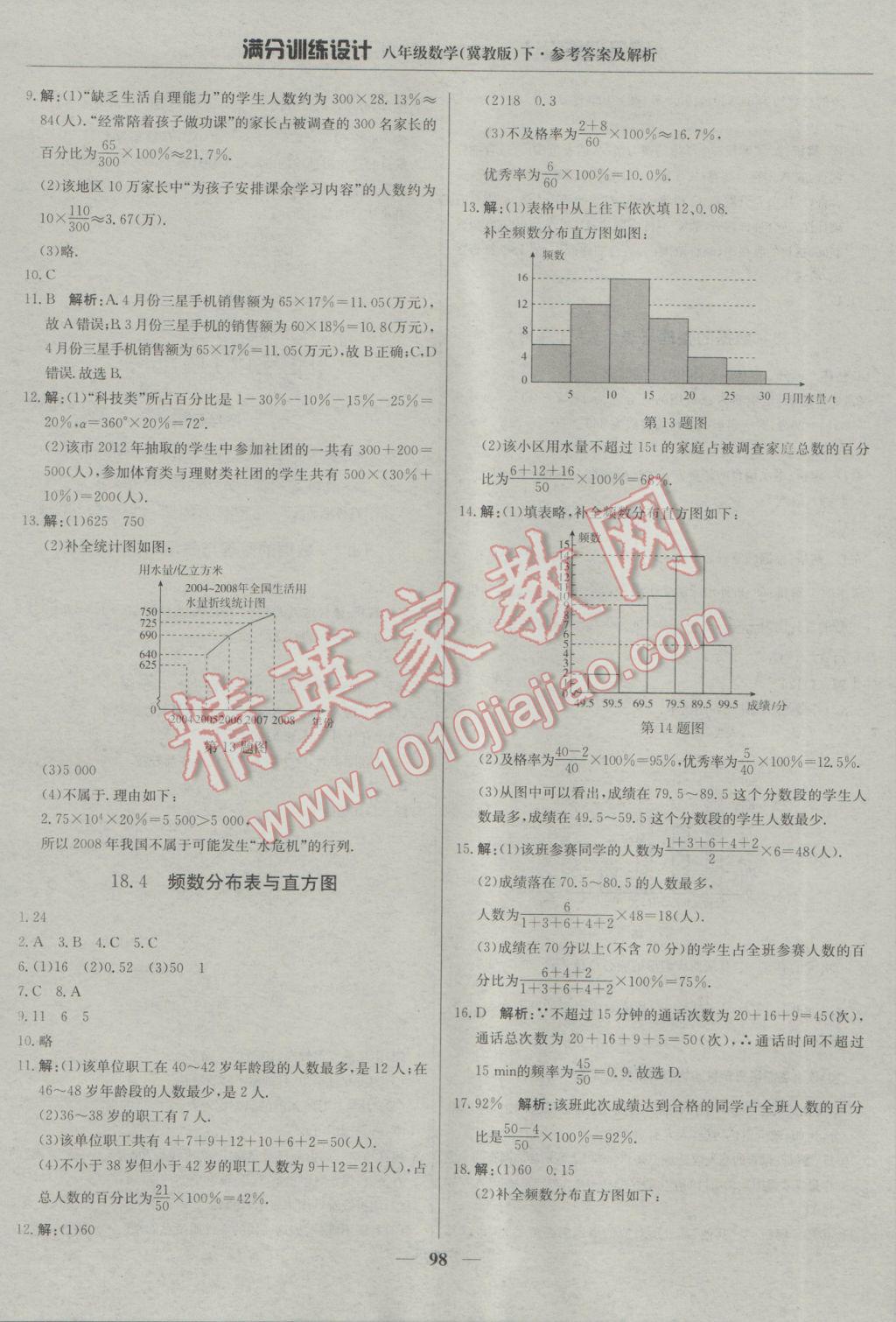 2017年滿分訓(xùn)練設(shè)計(jì)八年級數(shù)學(xué)下冊冀教版 參考答案第3頁