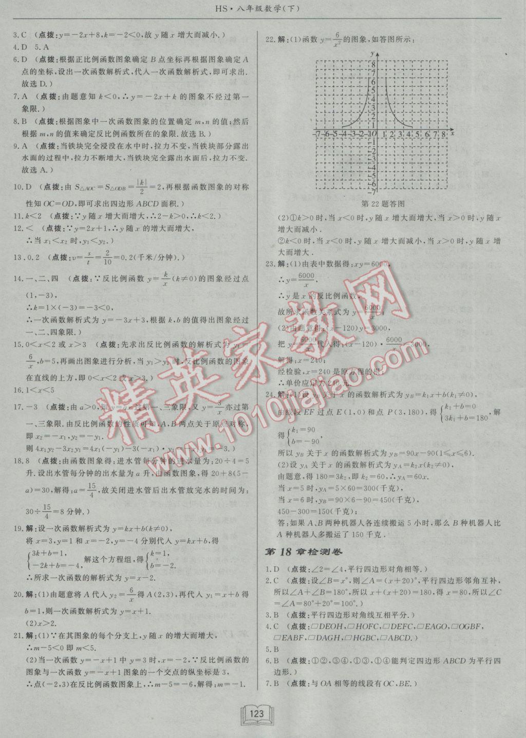 2017年啟東中學作業(yè)本八年級數(shù)學下冊華師大版 參考答案第23頁