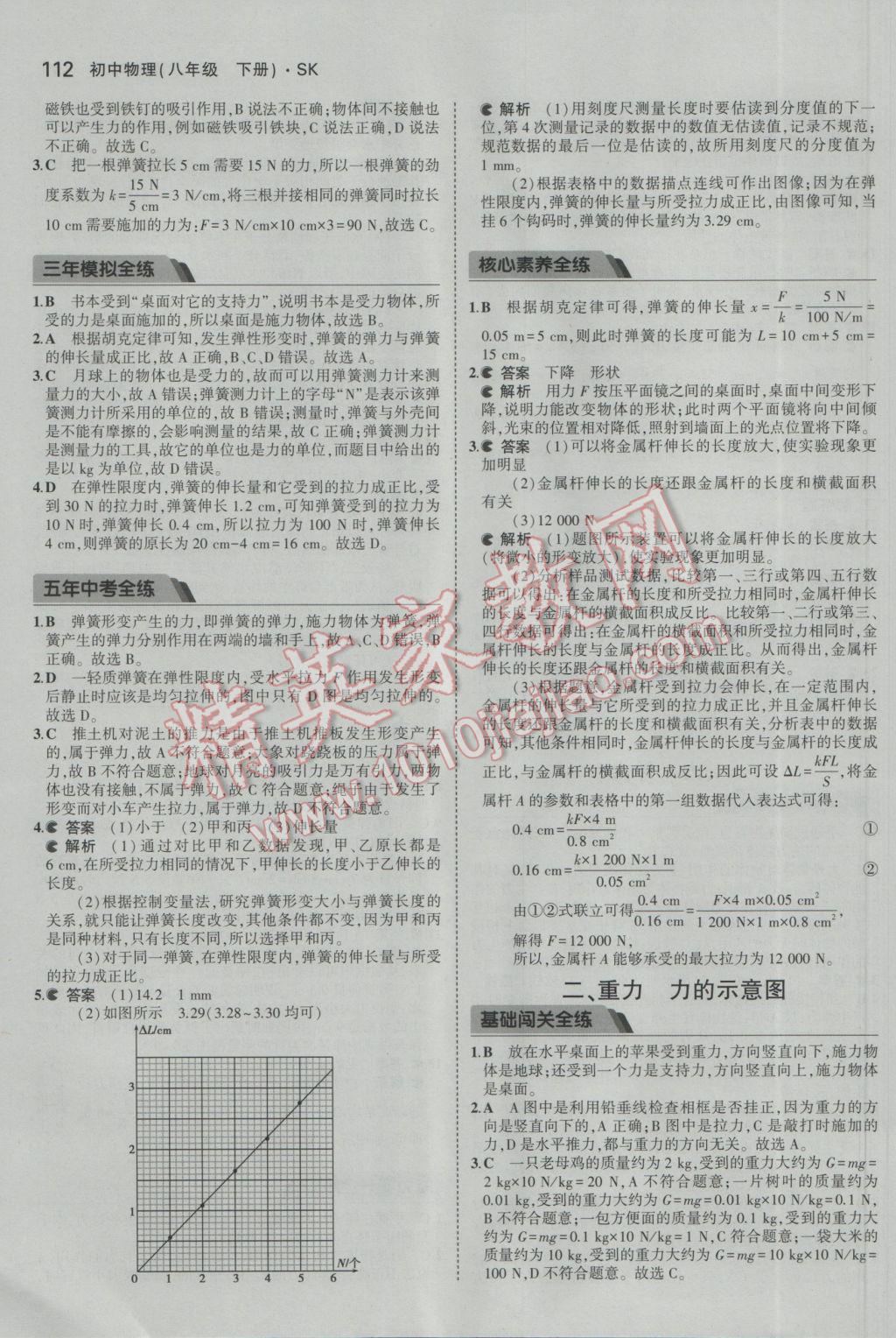 2017年5年中考3年模擬初中物理八年級(jí)下冊(cè)蘇科版 參考答案第14頁(yè)