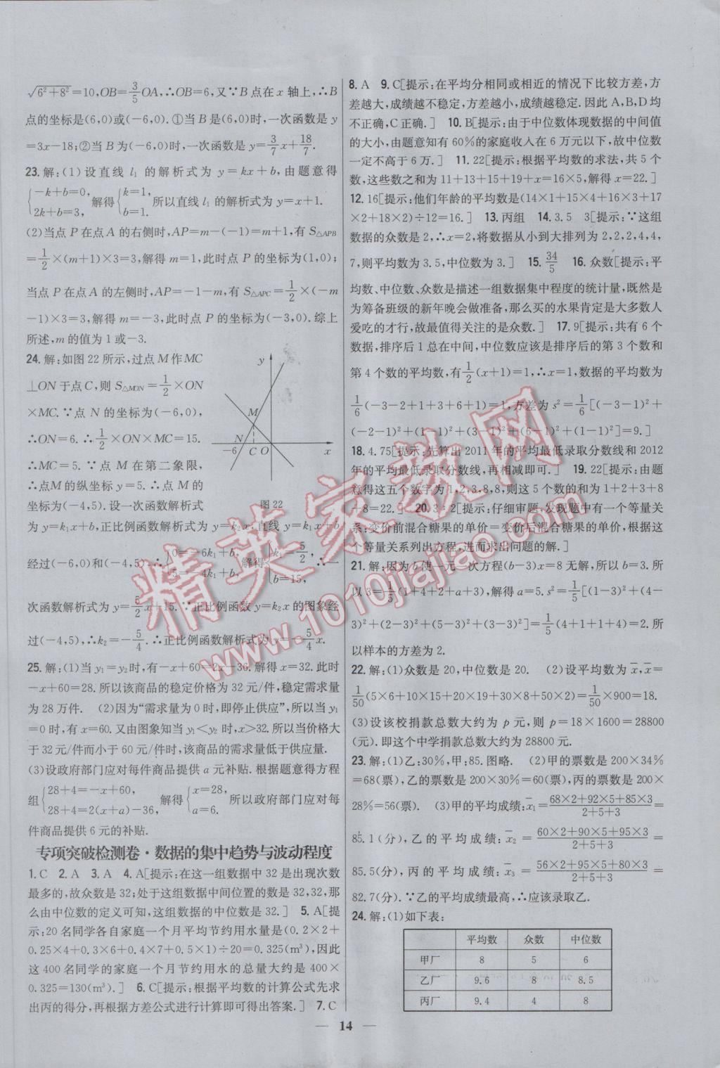 2017年新教材完全考卷八年級數(shù)學下冊人教版 參考答案第14頁