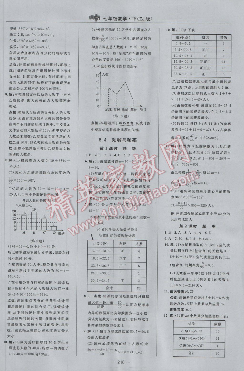 2017年綜合應(yīng)用創(chuàng)新題典中點七年級數(shù)學(xué)下冊浙教版 參考答案第42頁