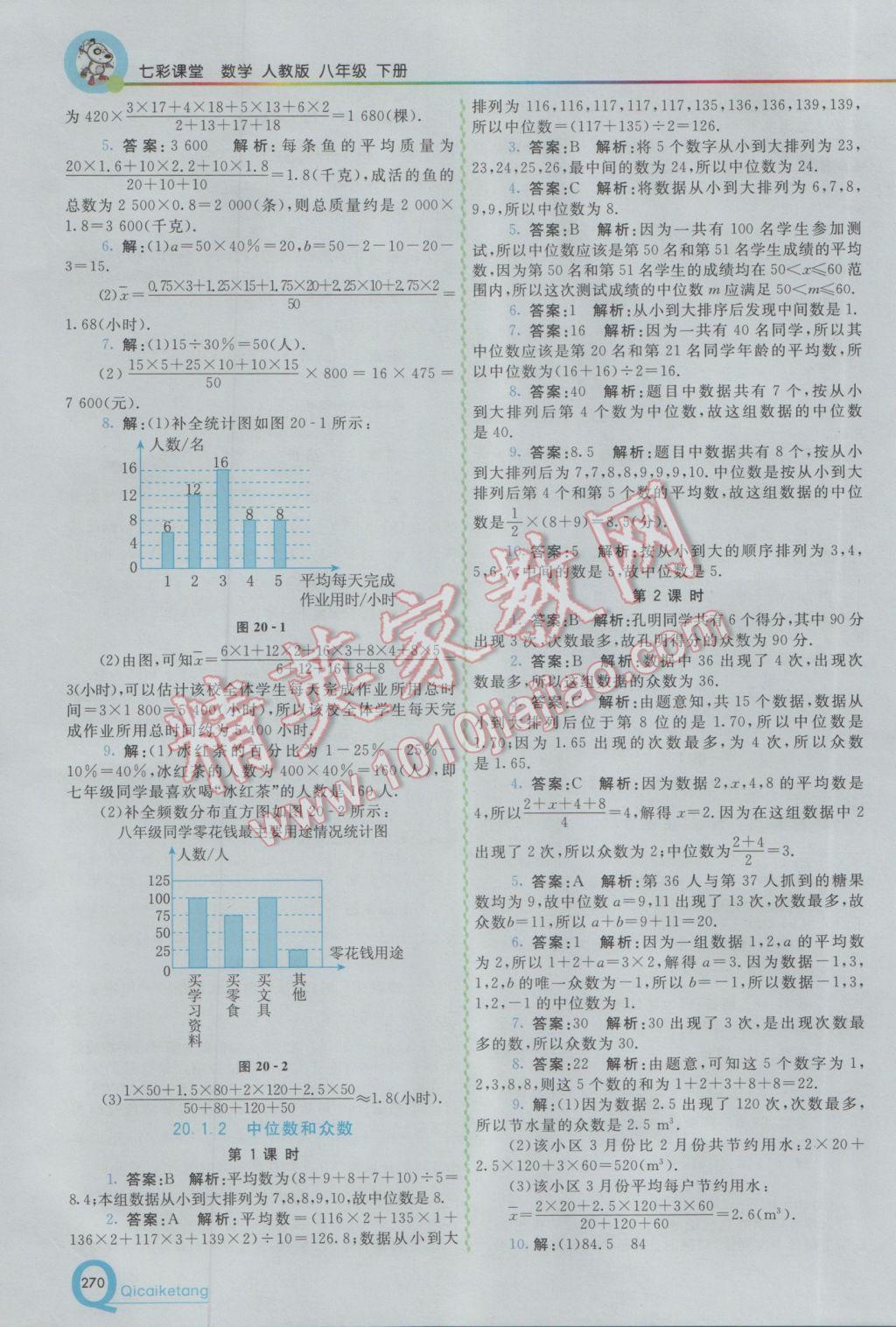 2017年初中一點(diǎn)通七彩課堂八年級(jí)數(shù)學(xué)下冊(cè)人教版 參考答案第22頁