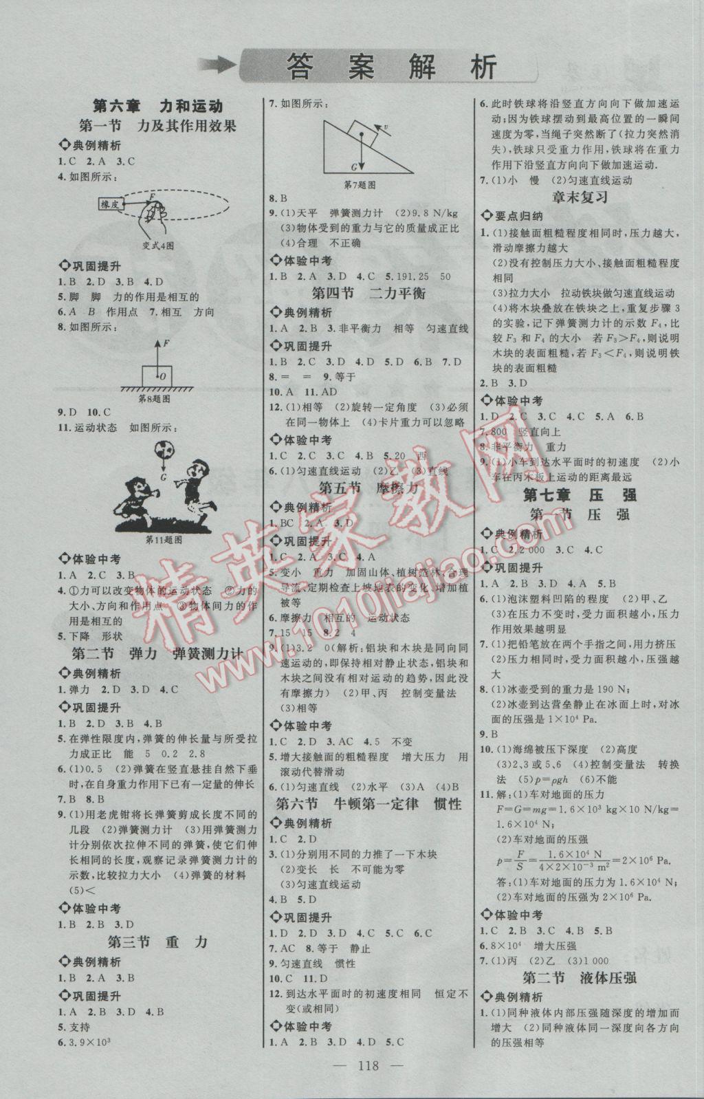 2017年細(xì)解巧練八年級(jí)物理下冊(cè)魯科版 參考答案第1頁(yè)