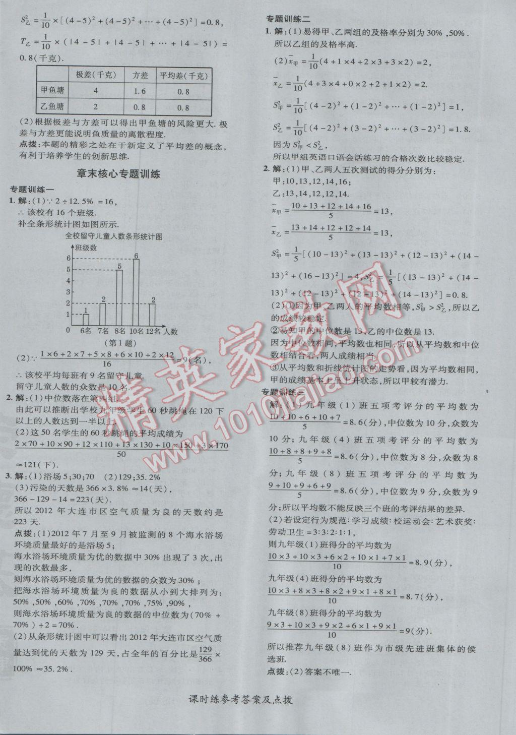 2017年點(diǎn)撥訓(xùn)練八年級數(shù)學(xué)下冊華師大版 參考答案第40頁