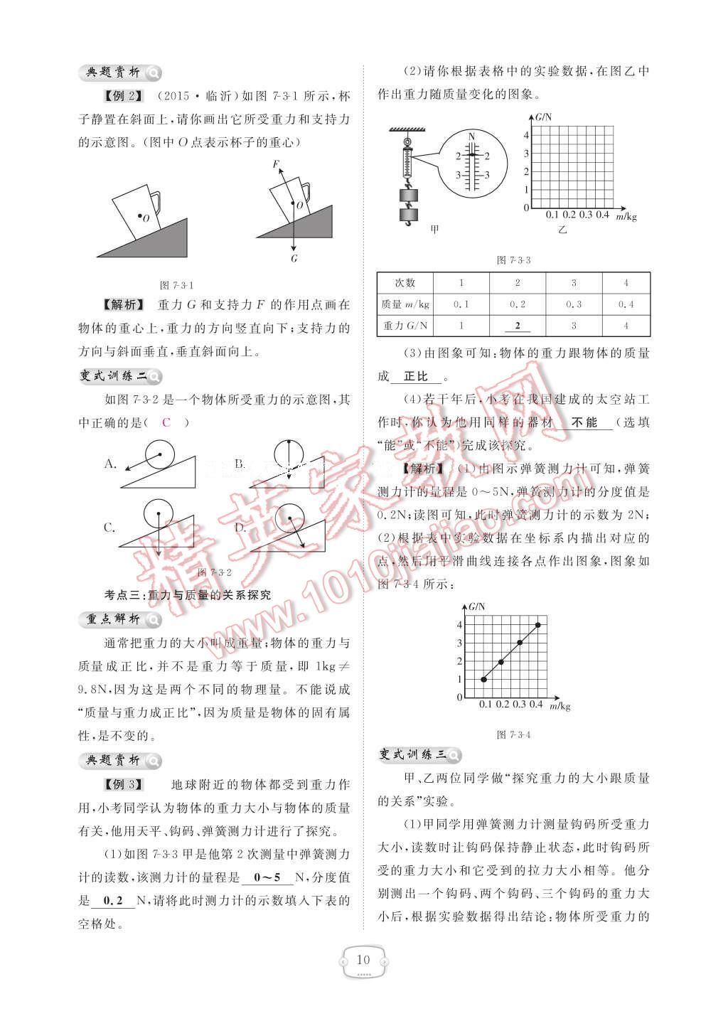 2017年領(lǐng)航新課標(biāo)練習(xí)冊八年級物理下冊人教版 參考答案第16頁