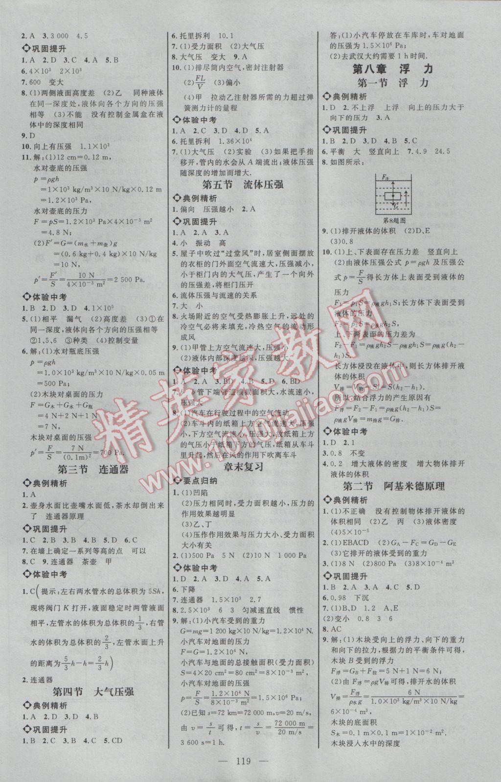 2017年細解巧練八年級物理下冊魯科版 參考答案第2頁