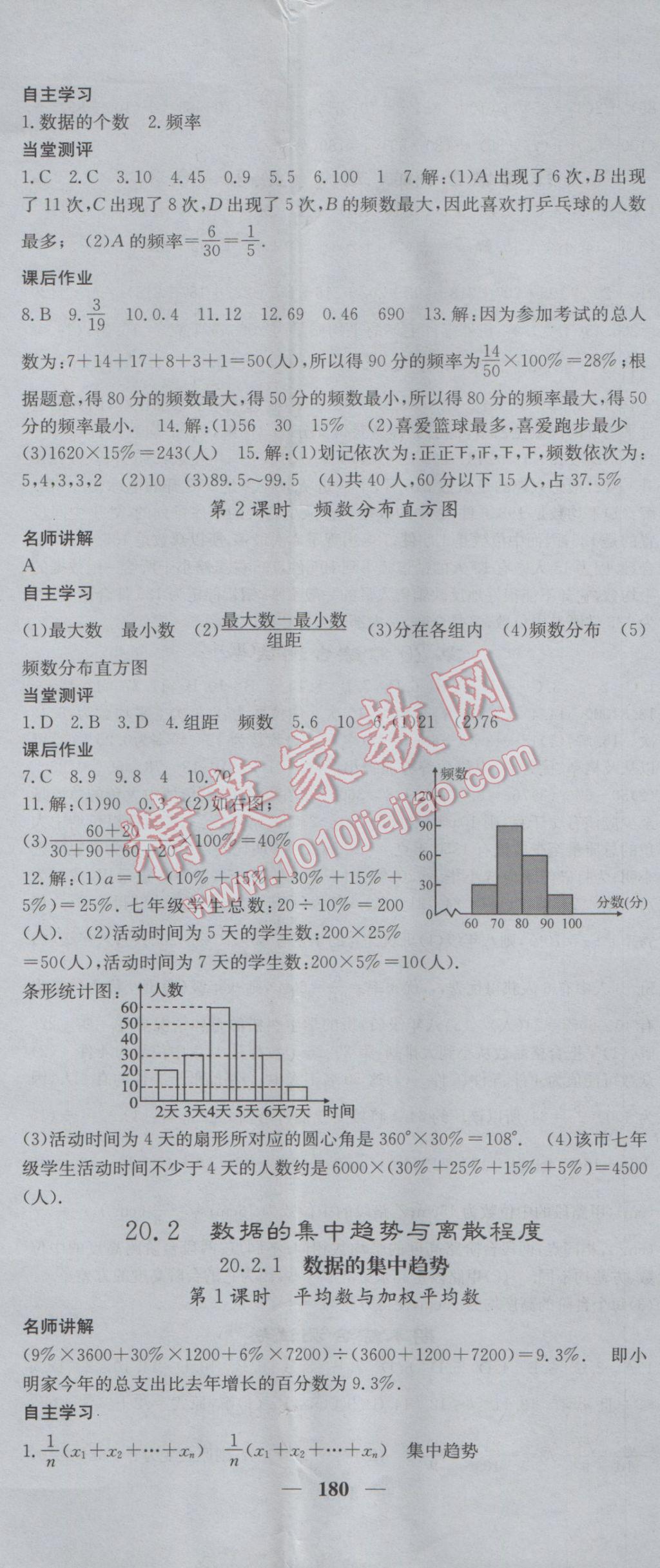 2017年課堂點(diǎn)睛八年級數(shù)學(xué)下冊滬科版 參考答案第32頁