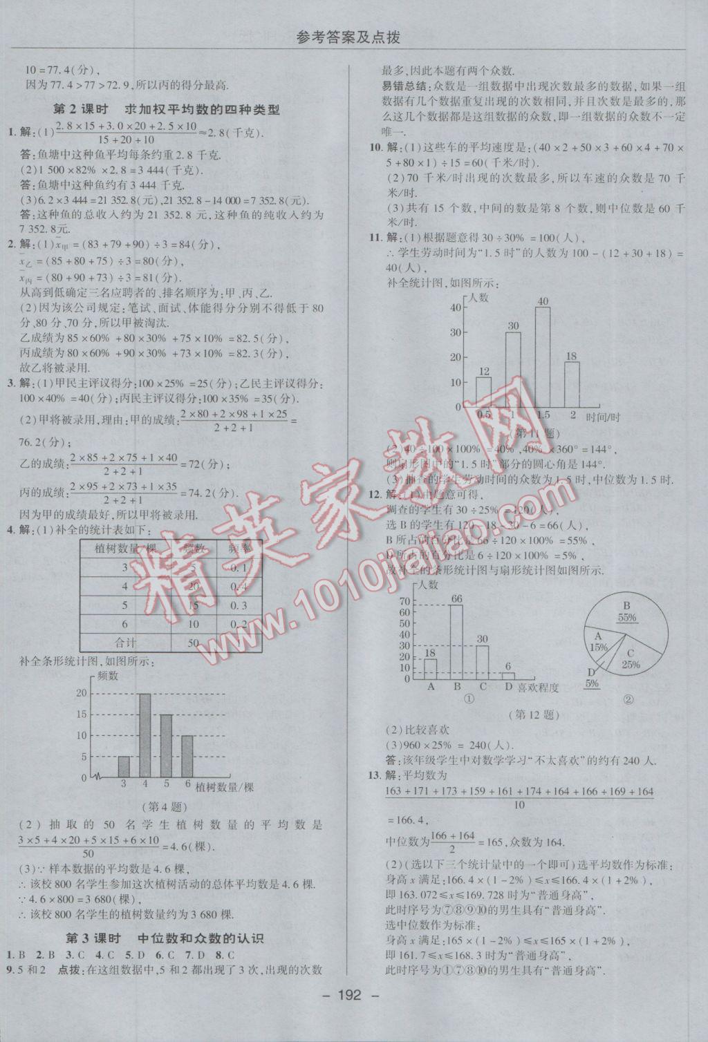 2017年综合应用创新题典中点八年级数学下册沪科版 参考答案第44页