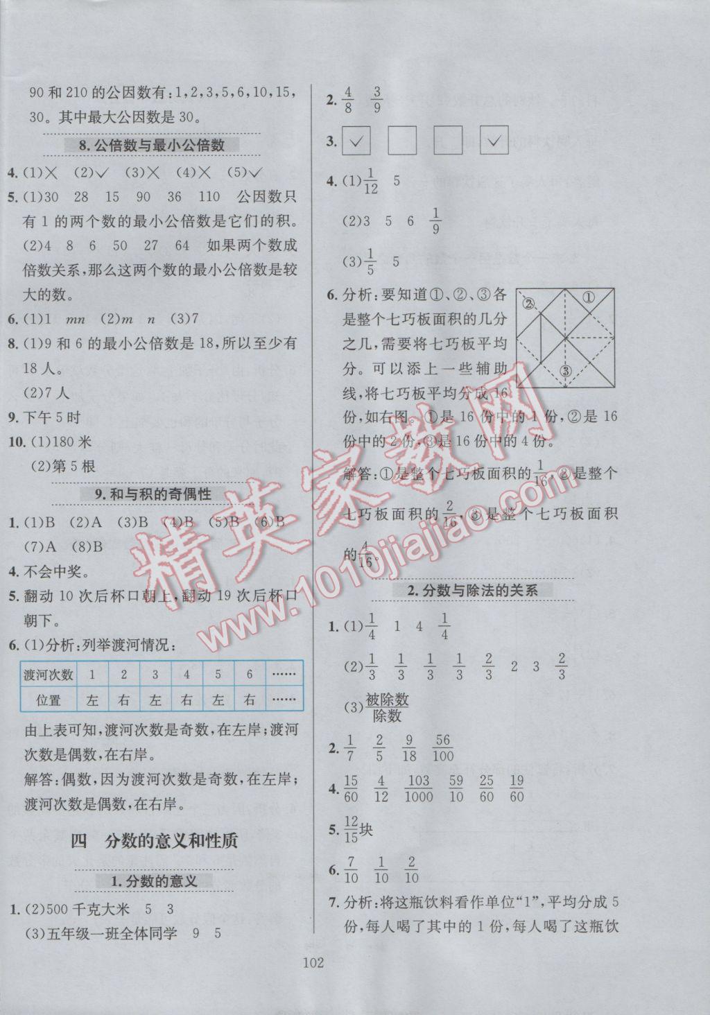 2017年小學(xué)教材全練五年級(jí)數(shù)學(xué)下冊(cè)江蘇版 參考答案第6頁