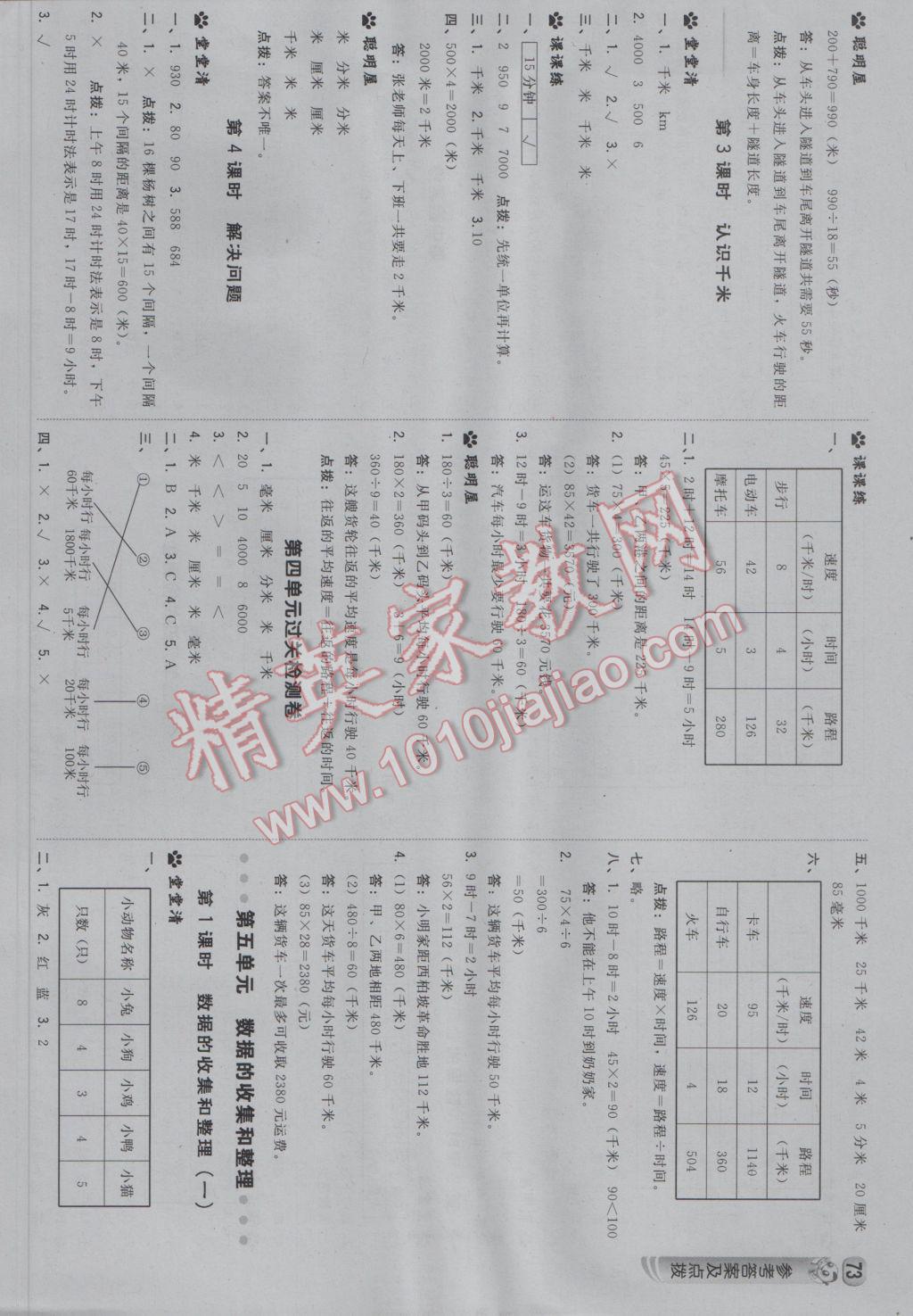 2017年综合应用创新题典中点三年级数学下册冀教版 参考答案第7页