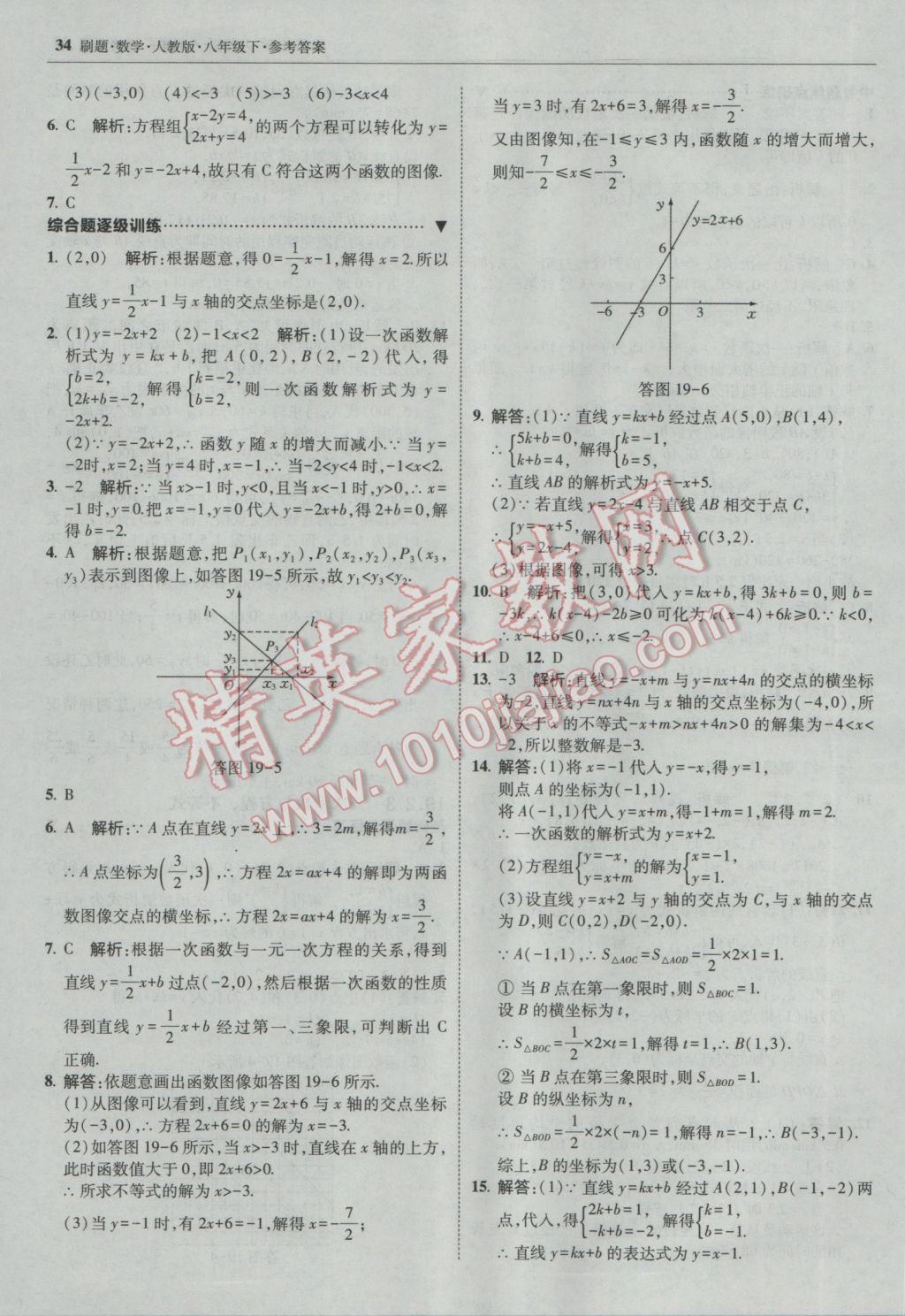 2017年北大綠卡刷題八年級(jí)數(shù)學(xué)下冊(cè)人教版 參考答案第33頁