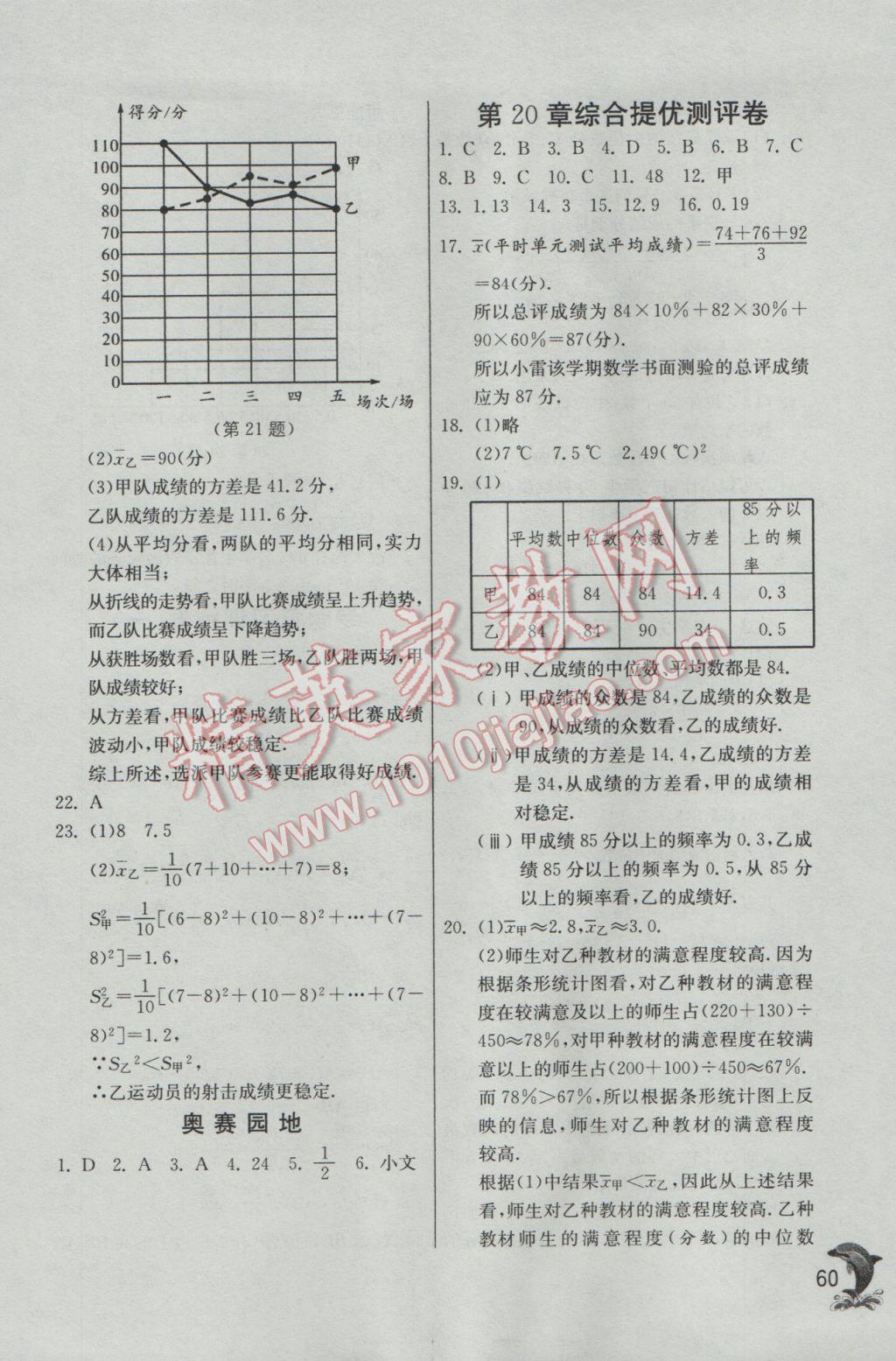 2017年實驗班提優(yōu)訓練八年級數(shù)學下冊滬科版 參考答案第60頁