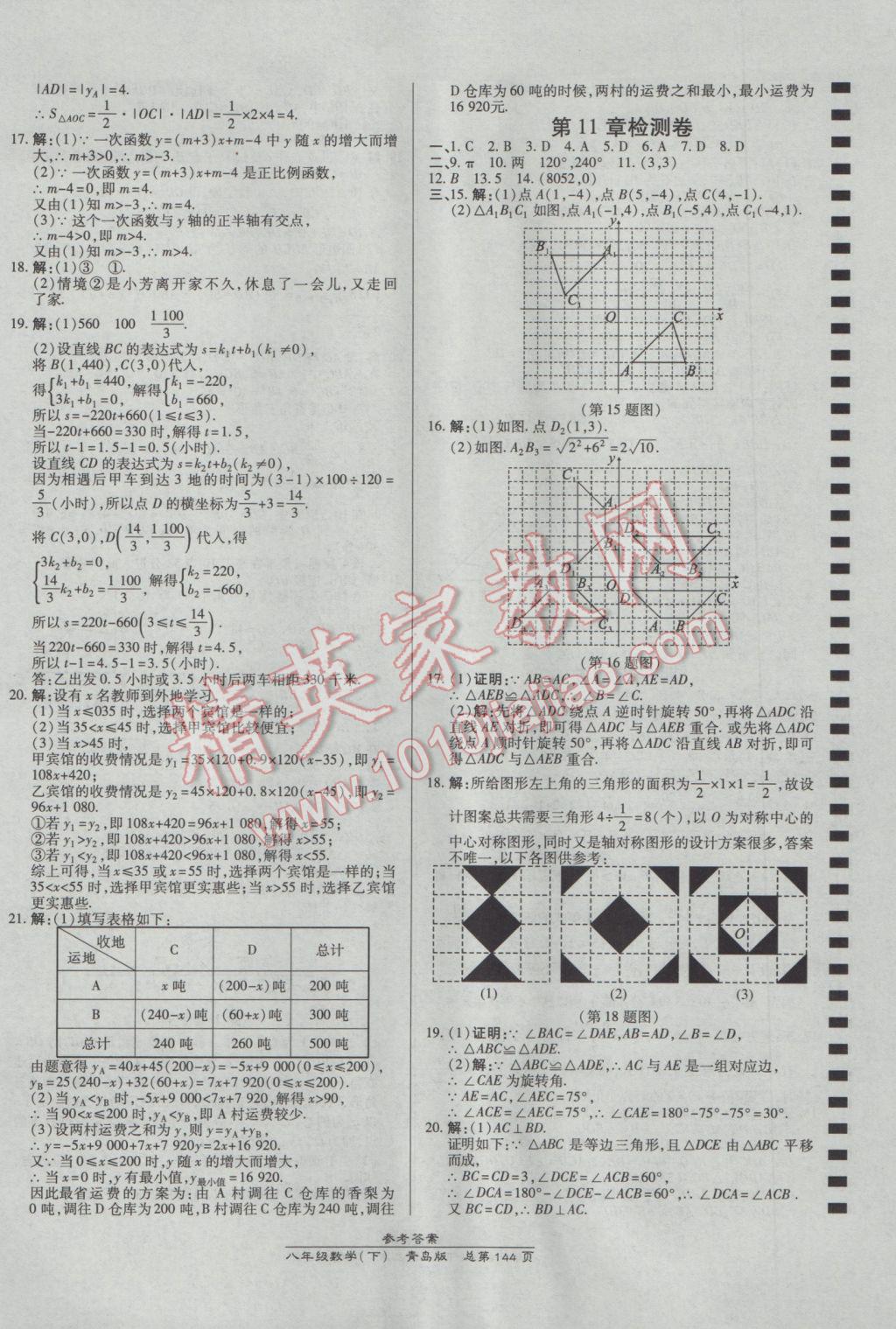 2017年高效課時(shí)通10分鐘掌控課堂八年級數(shù)學(xué)下冊青島版 參考答案第22頁