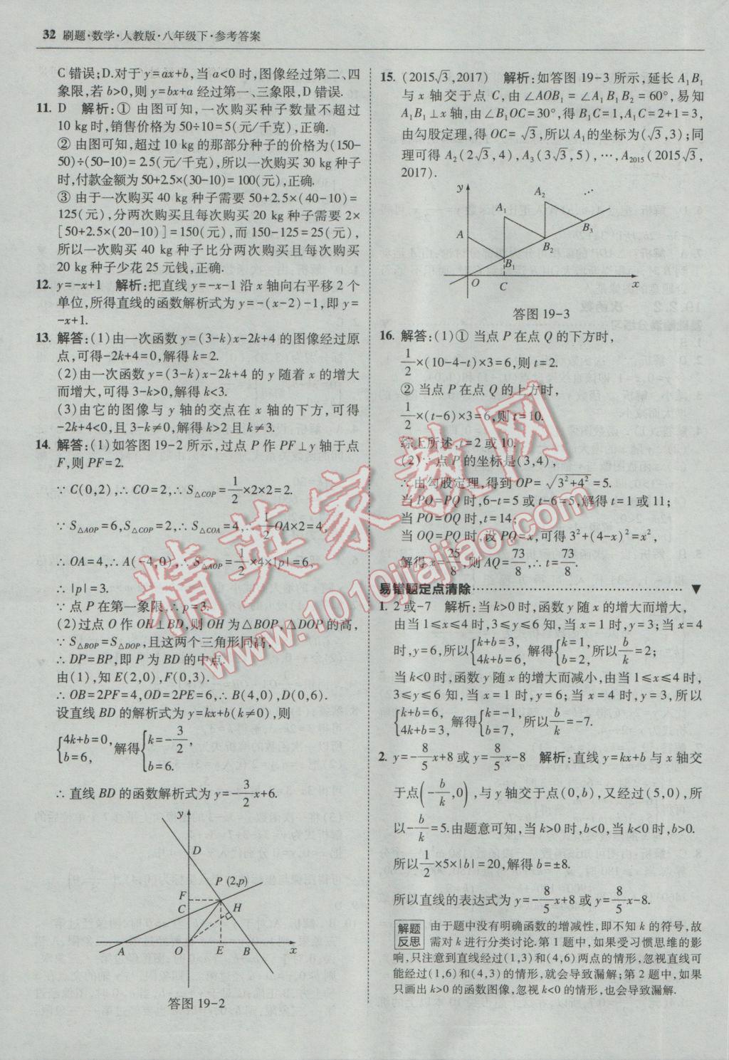 2017年北大綠卡刷題八年級(jí)數(shù)學(xué)下冊(cè)人教版 參考答案第31頁(yè)