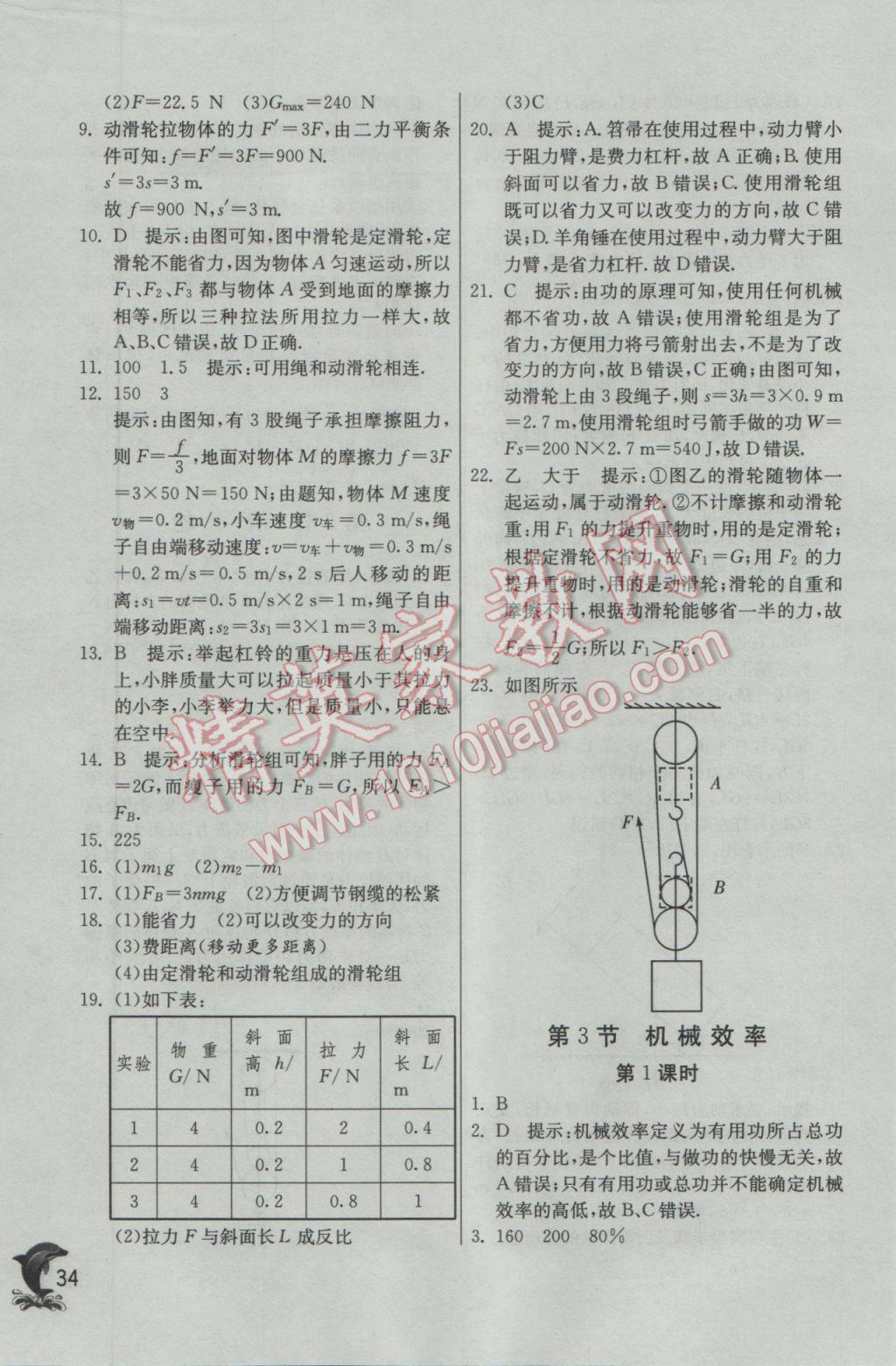 2017年實(shí)驗(yàn)班提優(yōu)訓(xùn)練八年級(jí)物理下冊人教版 參考答案第34頁