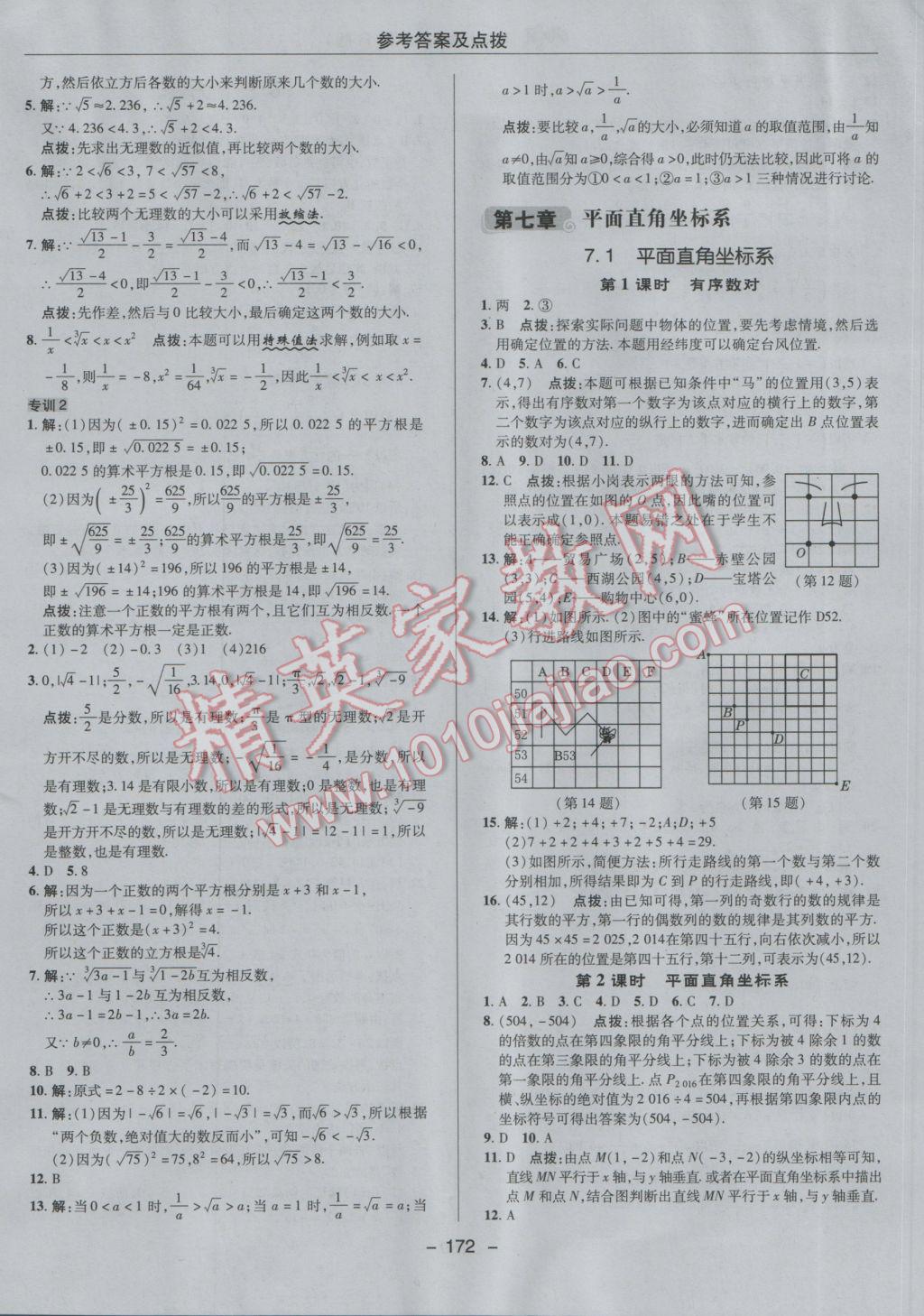 2017年综合应用创新题典中点七年级数学下册人教版 参考答案第20页