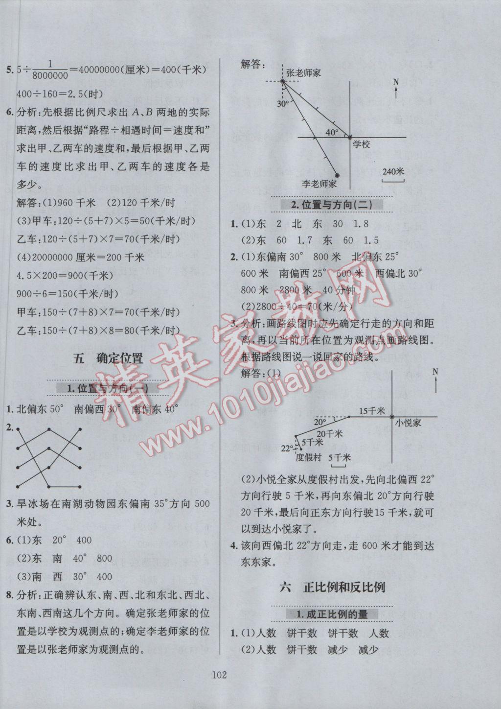 2017年小學(xué)教材全練六年級(jí)數(shù)學(xué)下冊(cè)江蘇版 參考答案第6頁