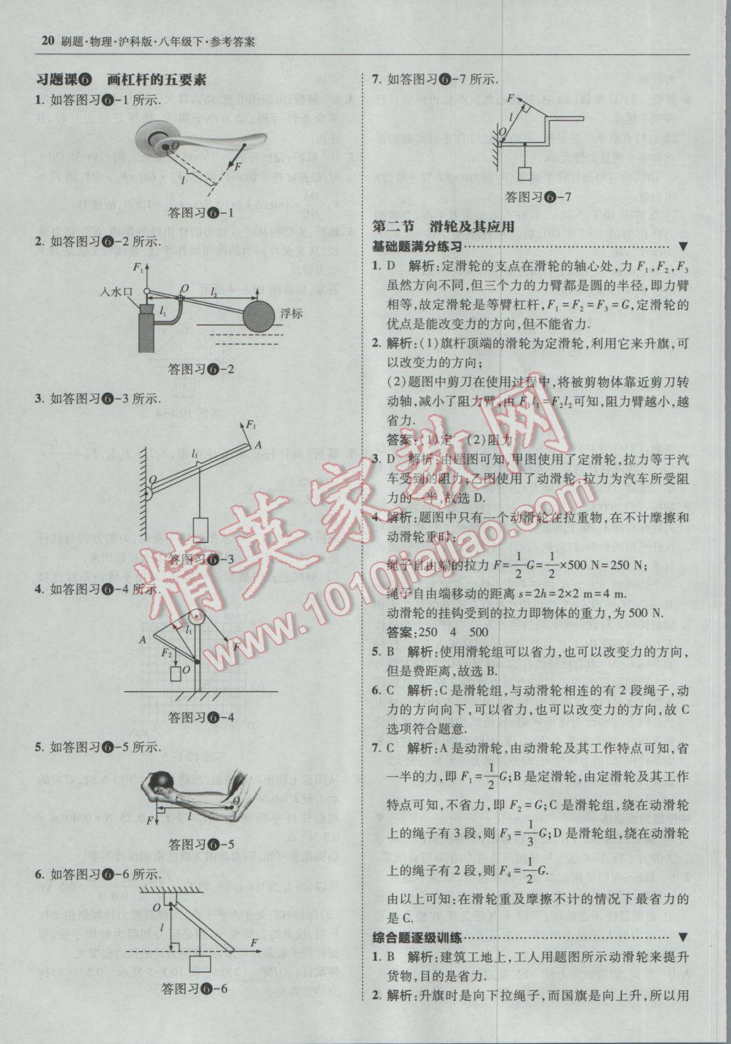 2017年北大綠卡刷題八年級(jí)物理下冊(cè)滬科版 參考答案第19頁