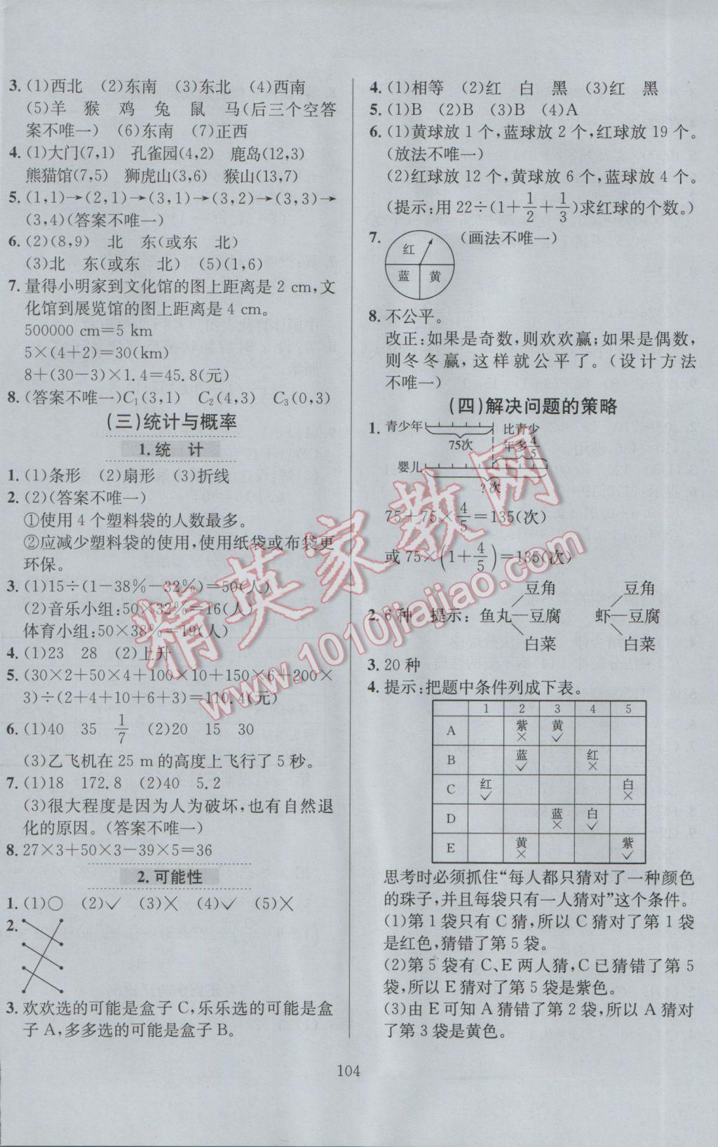 2017年小學(xué)教材全練六年級(jí)數(shù)學(xué)下冊(cè)北師大版 參考答案第8頁(yè)