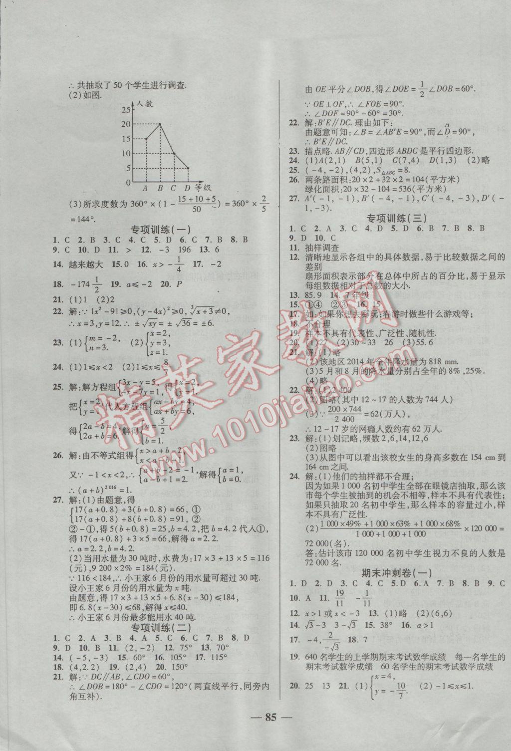 2017年培優(yōu)奪冠金卷名師點(diǎn)撥七年級數(shù)學(xué)下冊人教版 參考答案第5頁