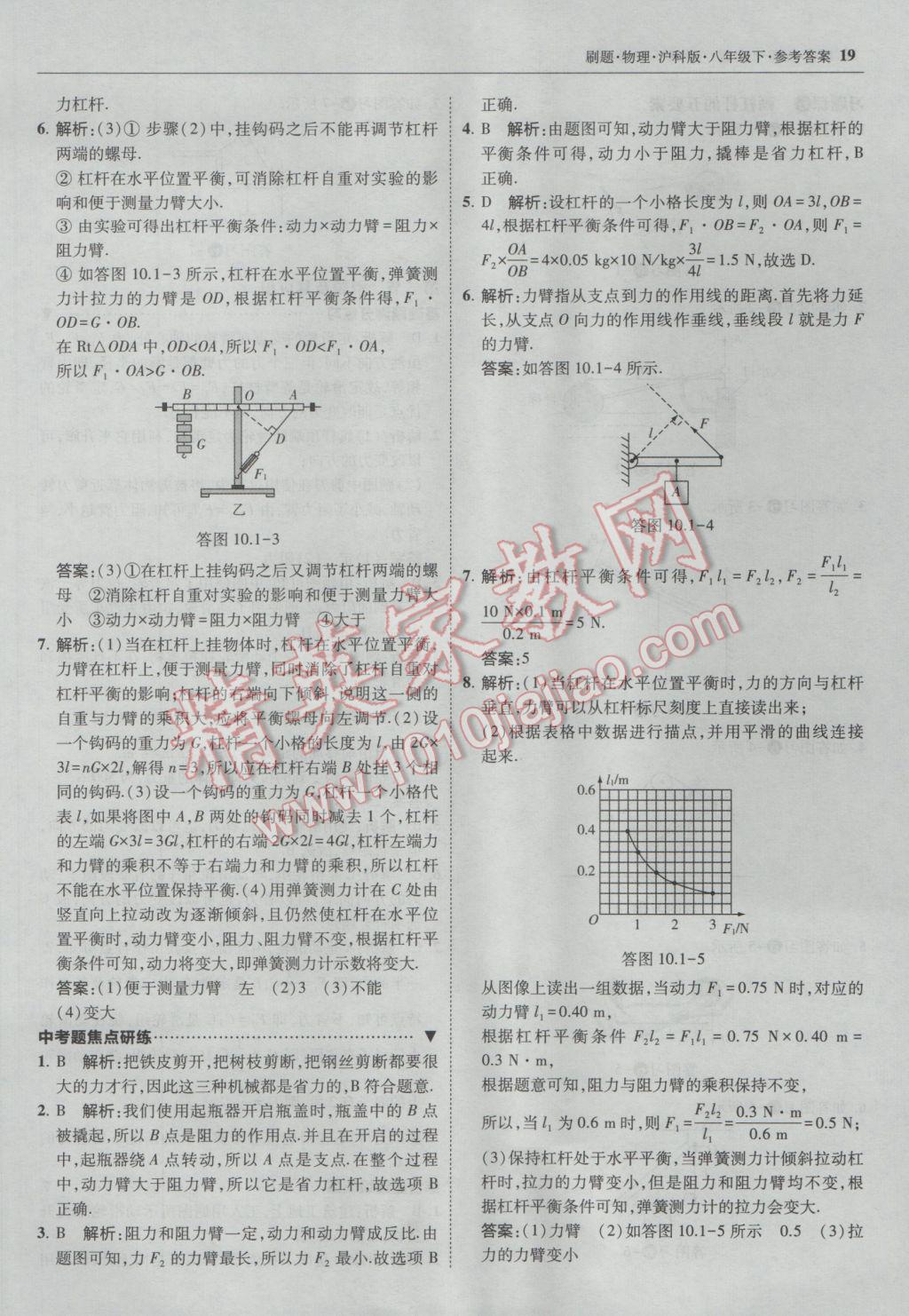 2017年北大綠卡刷題八年級物理下冊滬科版 參考答案第18頁