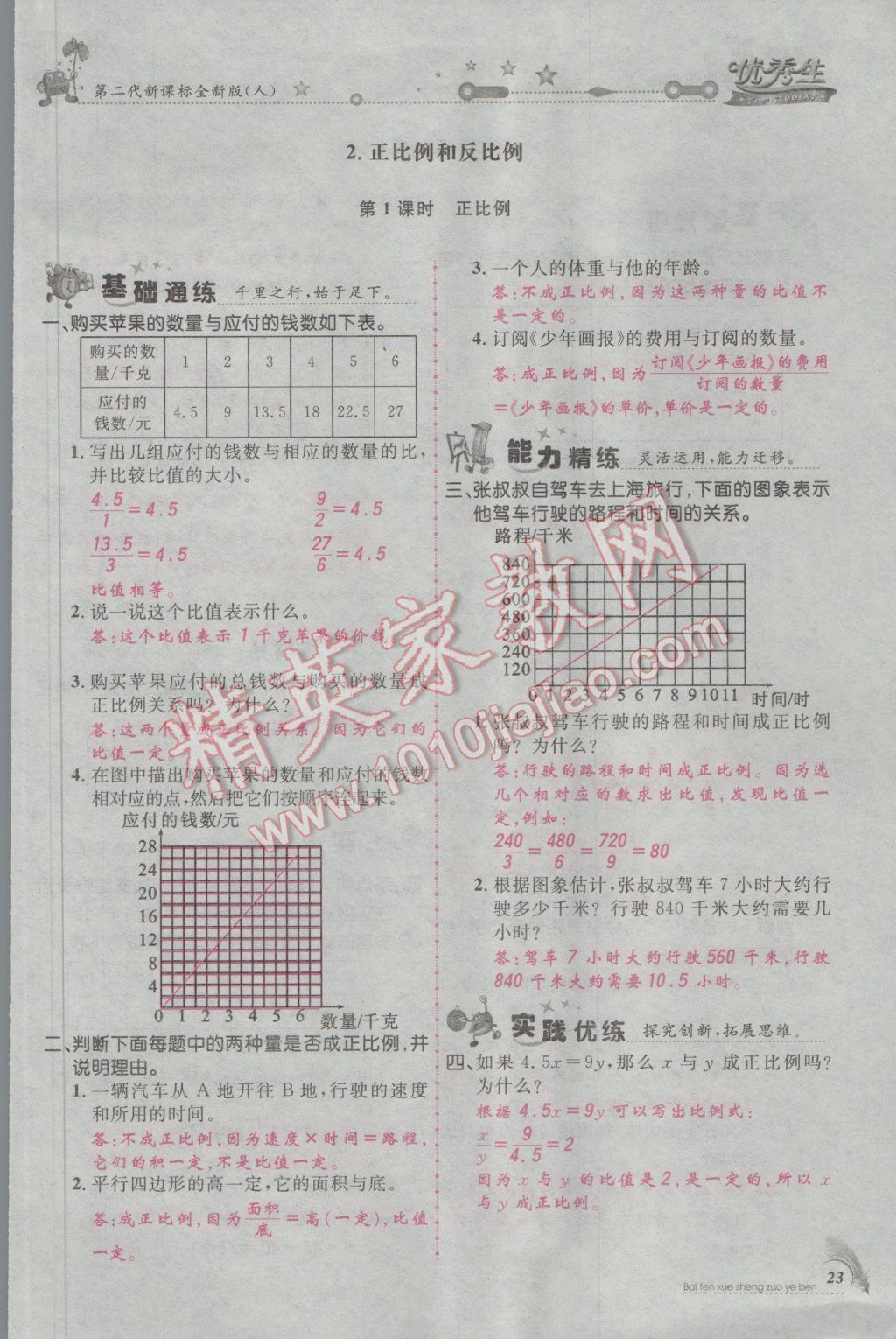 2017年百分學(xué)生作業(yè)本題練王六年級(jí)數(shù)學(xué)下冊(cè)人教版 參考答案第55頁